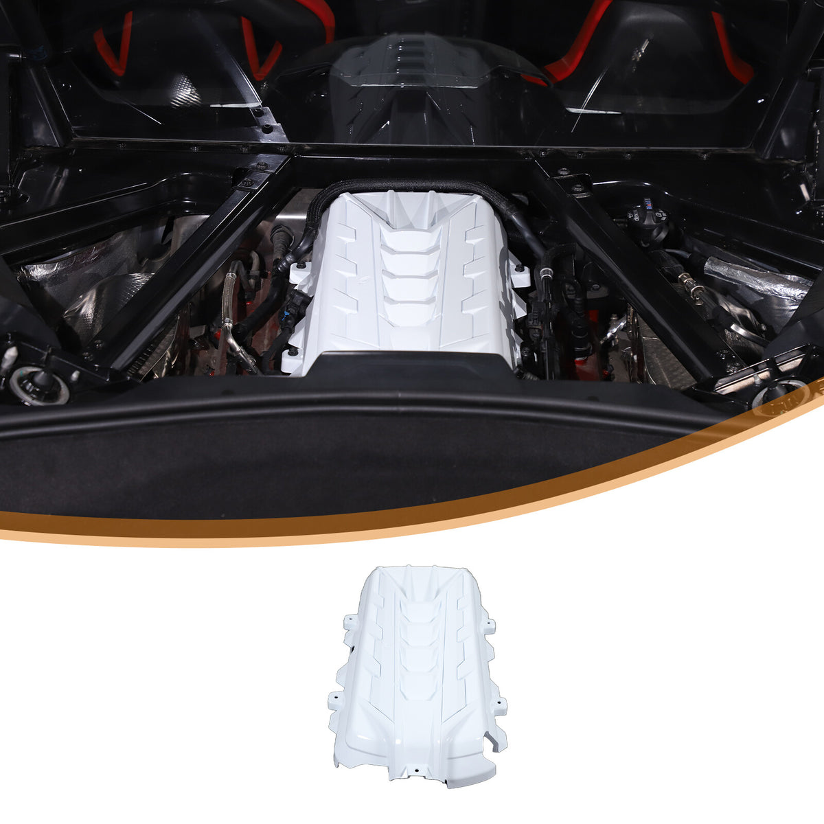 ABS White Engine hood panel Trim Cover For Corvette C8 2020-26 3