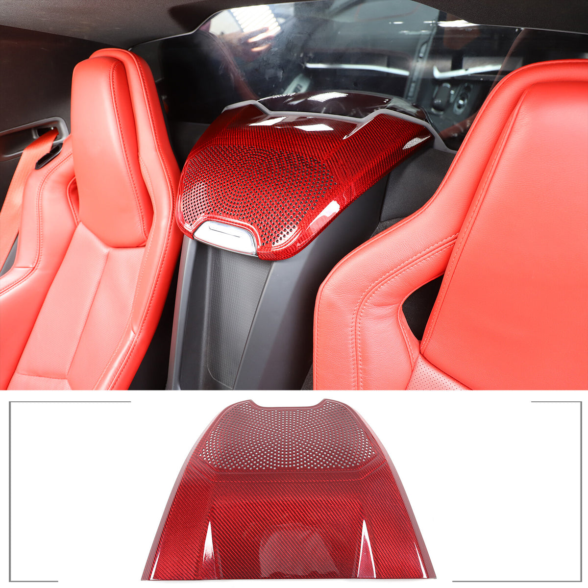 Red Real Carbon Fiber Full Interior Set Decor Trim Kit for Corvette C8 20-25 - Styles 56-60 53