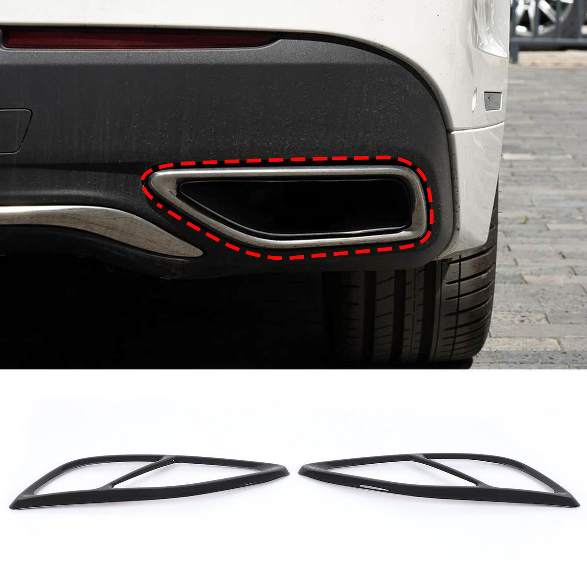 Stainless Steel Glossy Black Quad Exhaust Tailpipe Trim For Lincoln MKZ 2017-21 13