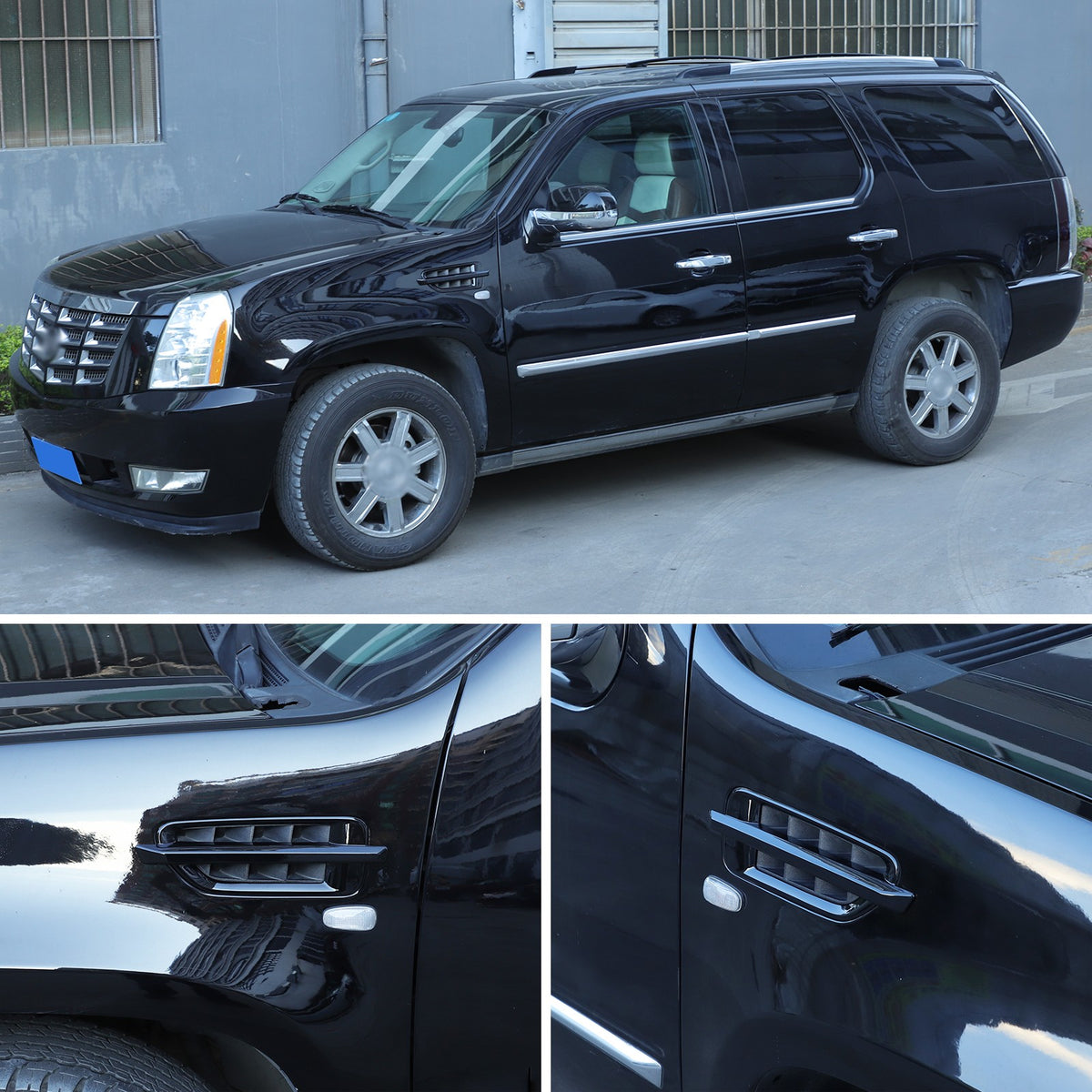 Glossy Piano Black Side Air Fender Vent Trim For Cadillac Escalade 2007-2014 16