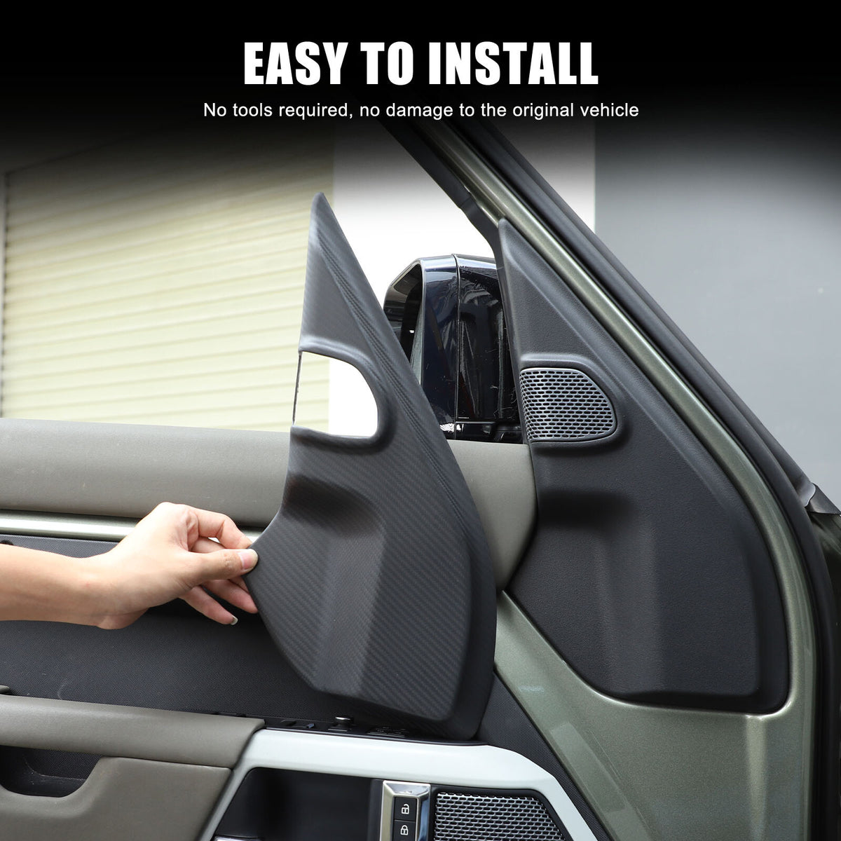 Matte Real Carbon Fiber A pillar Door Speaker Trim Cover For LR Defender 20-24 3