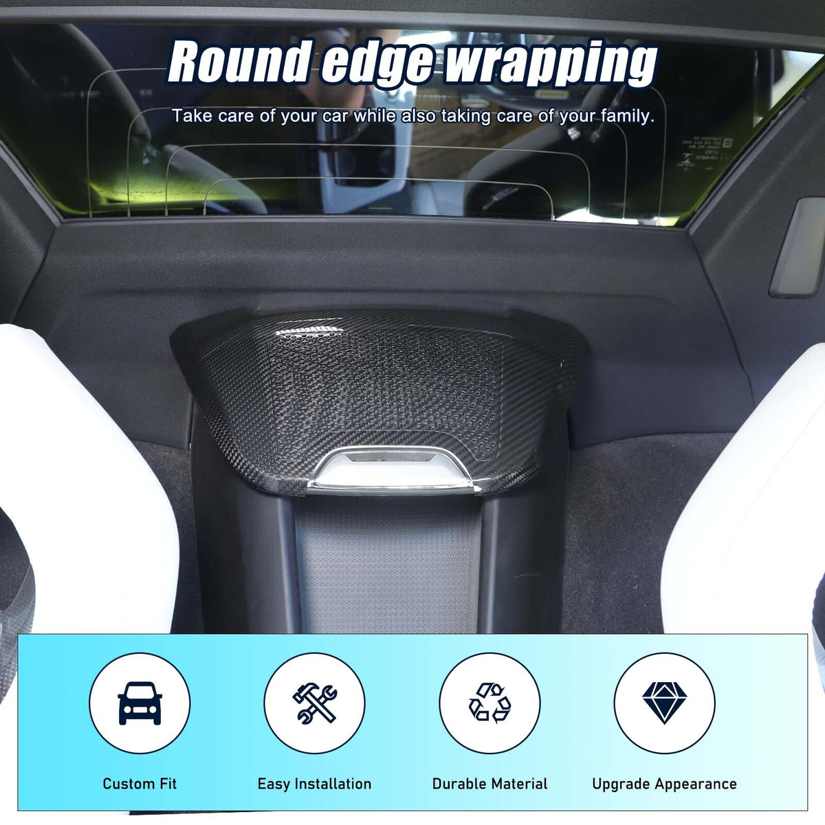 Real Carbon Fiber Rear Charger Speaker Cover Trim For Corvette C8 Convertible 9