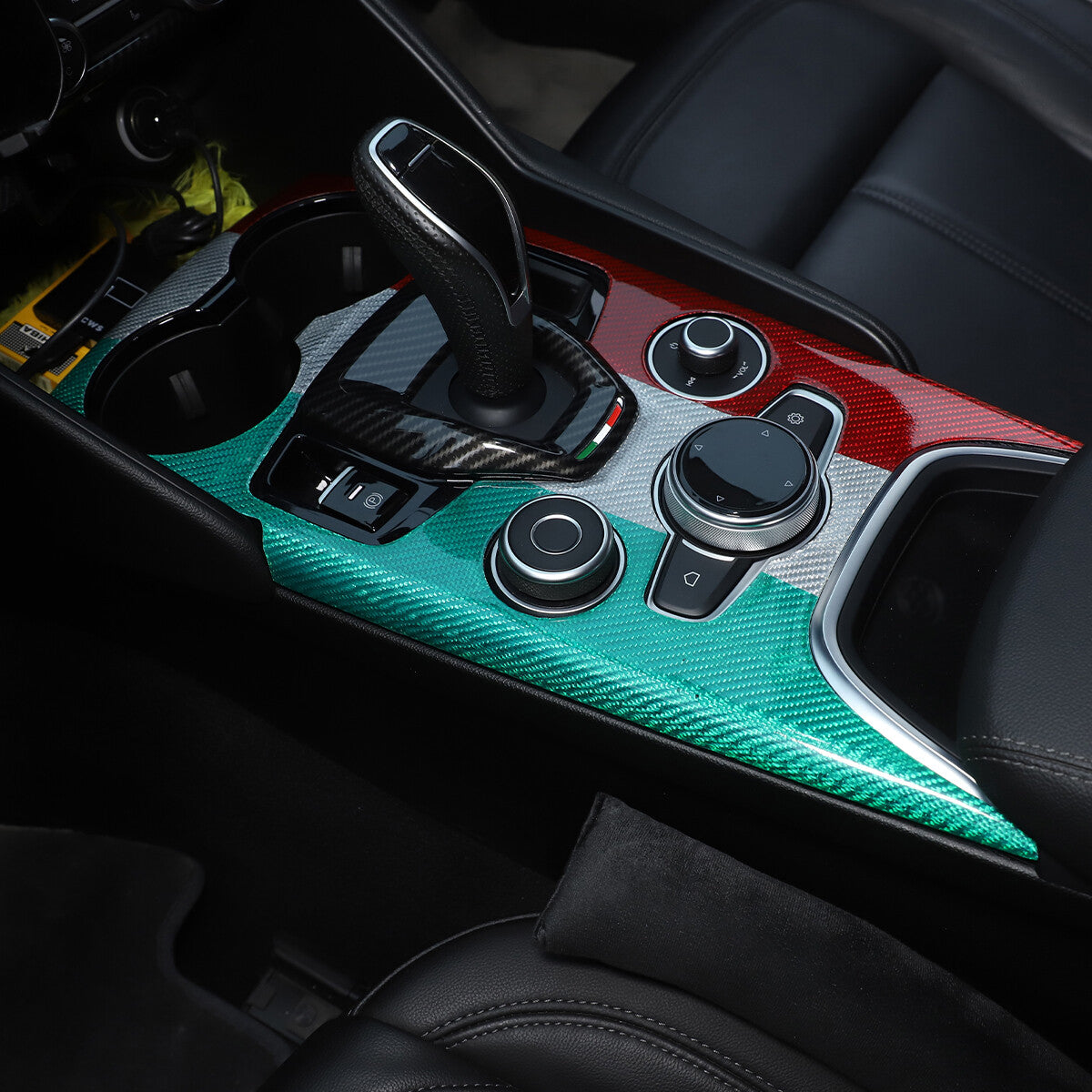 Real Carbon Fiber Car Gear Shift Panel Cover Trim For Alfa Romeo Giulia 20-22 7