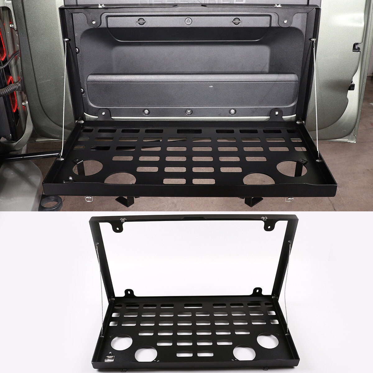 Rear Tailgate Foldable Table Molle Panel Cargo Shelf for LR Defender L663 20-25 2