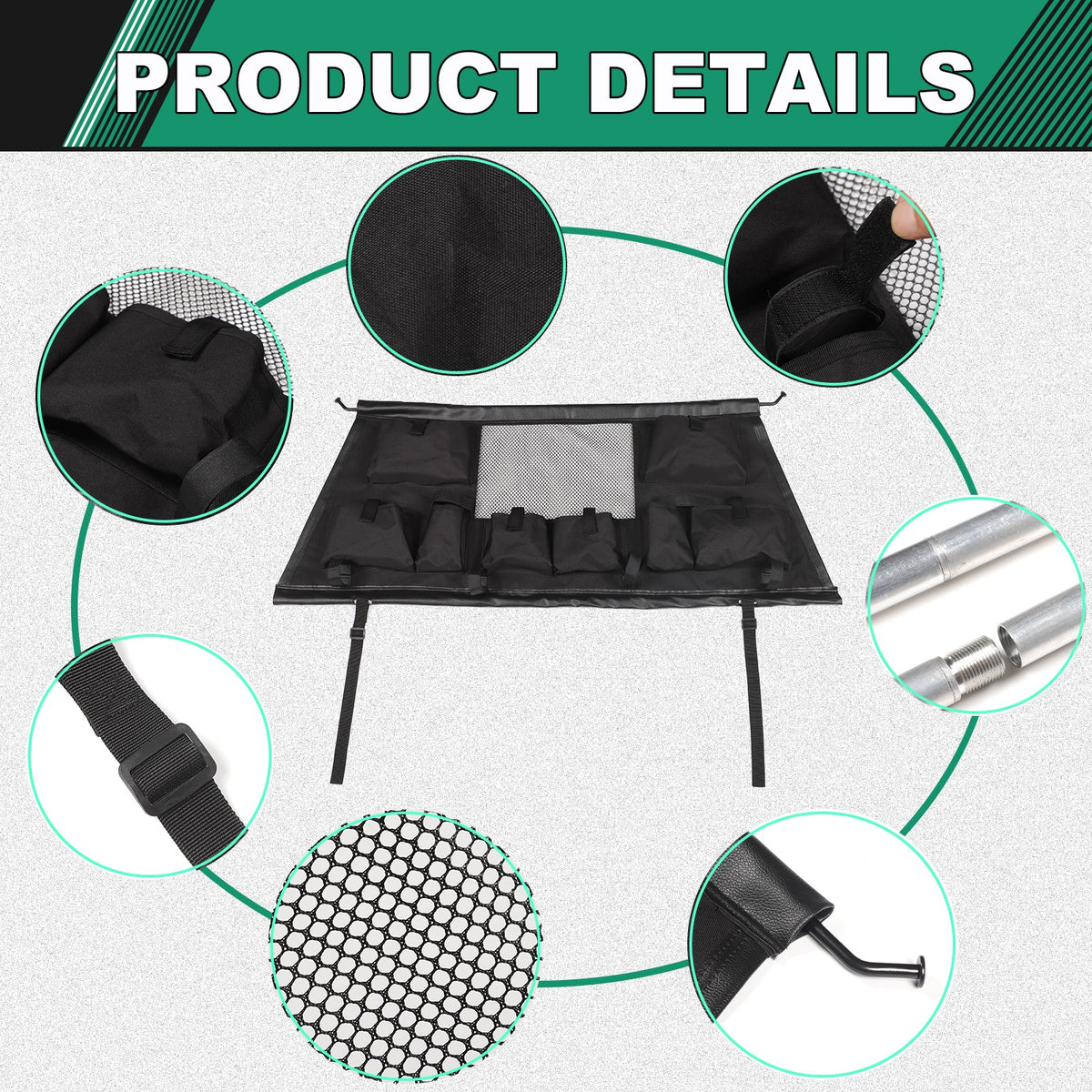 Rear Trunk Cargo Net Storage Bag Tray For Volvo XC90 2015+ 16