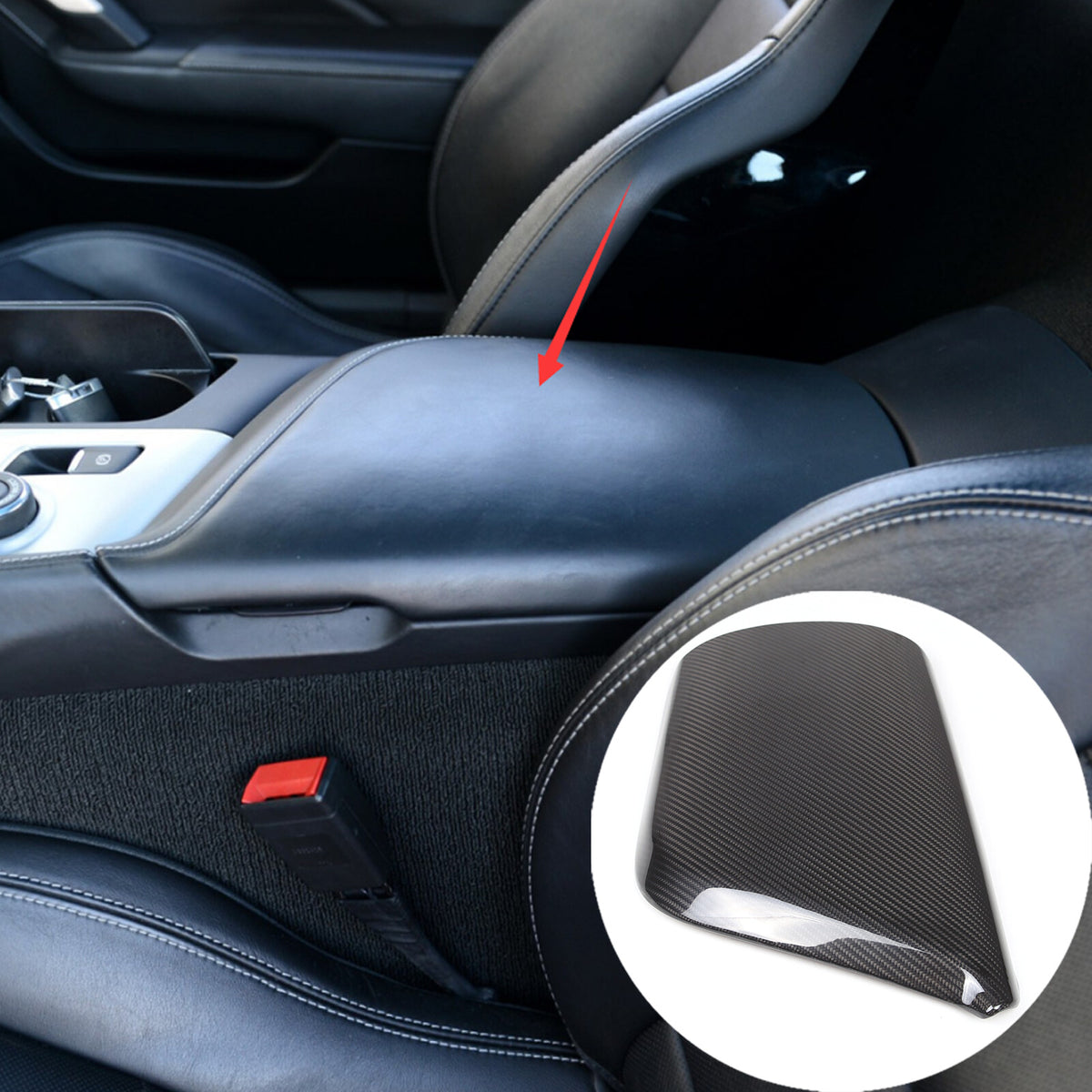 Real Carbon fiber Center Console Armrest Box Cover Trim For Corvette C7 2014-19 2