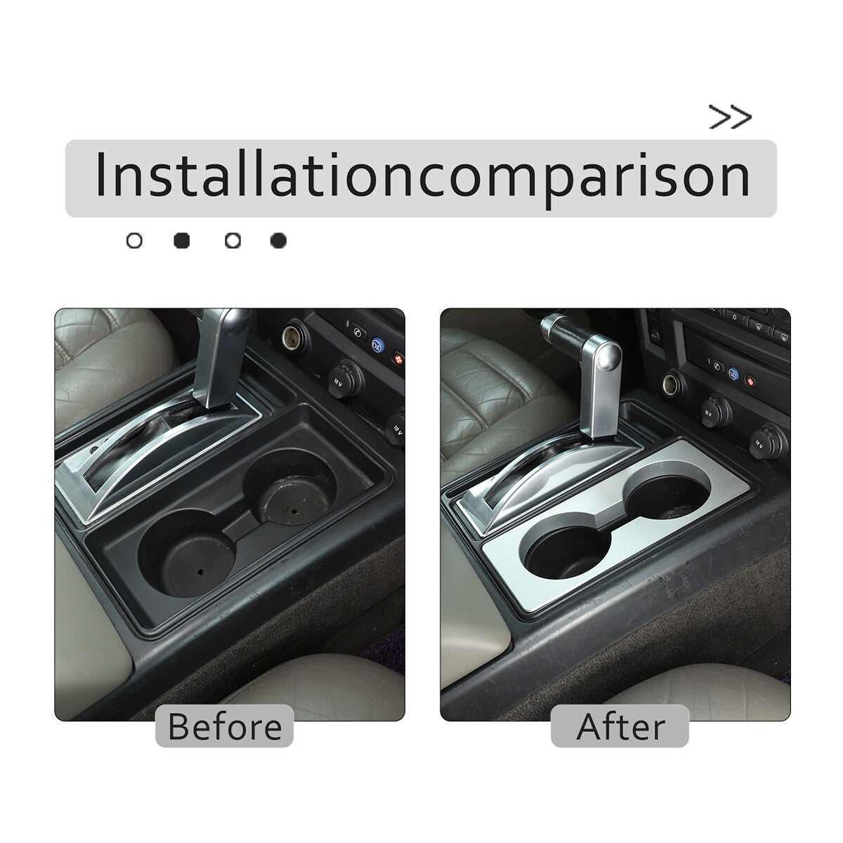 Silver Alloy Heightened Cup Holder Panel Trim Decorate Cover For Hummre H2 03-07 10