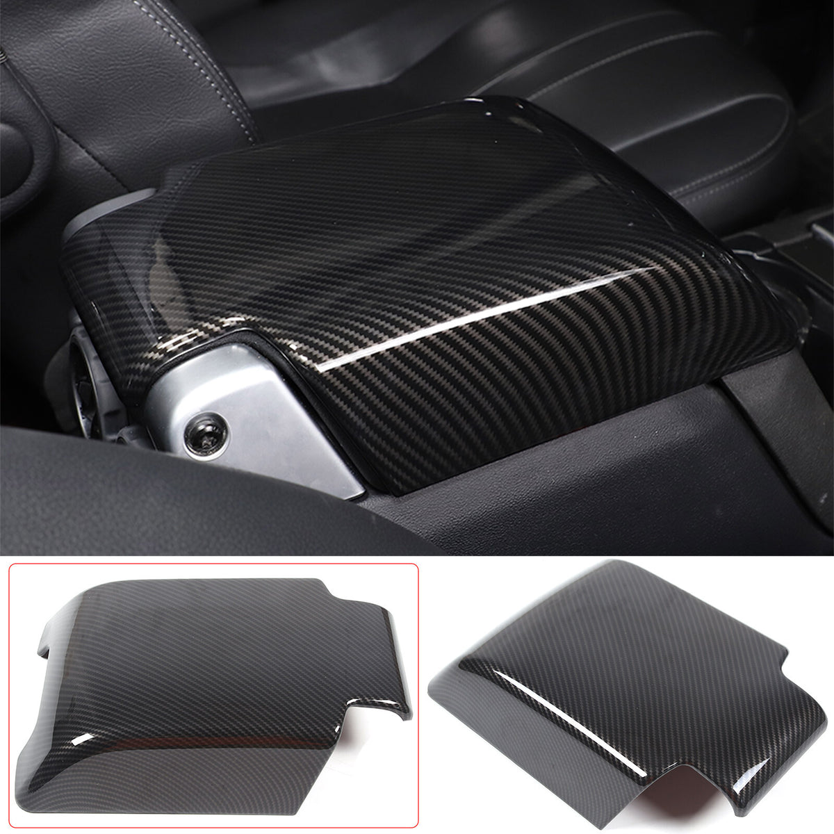ABS Carbon Fiber Center Console Armrest Box Cover For LR Discovery 3/4 04-16 17