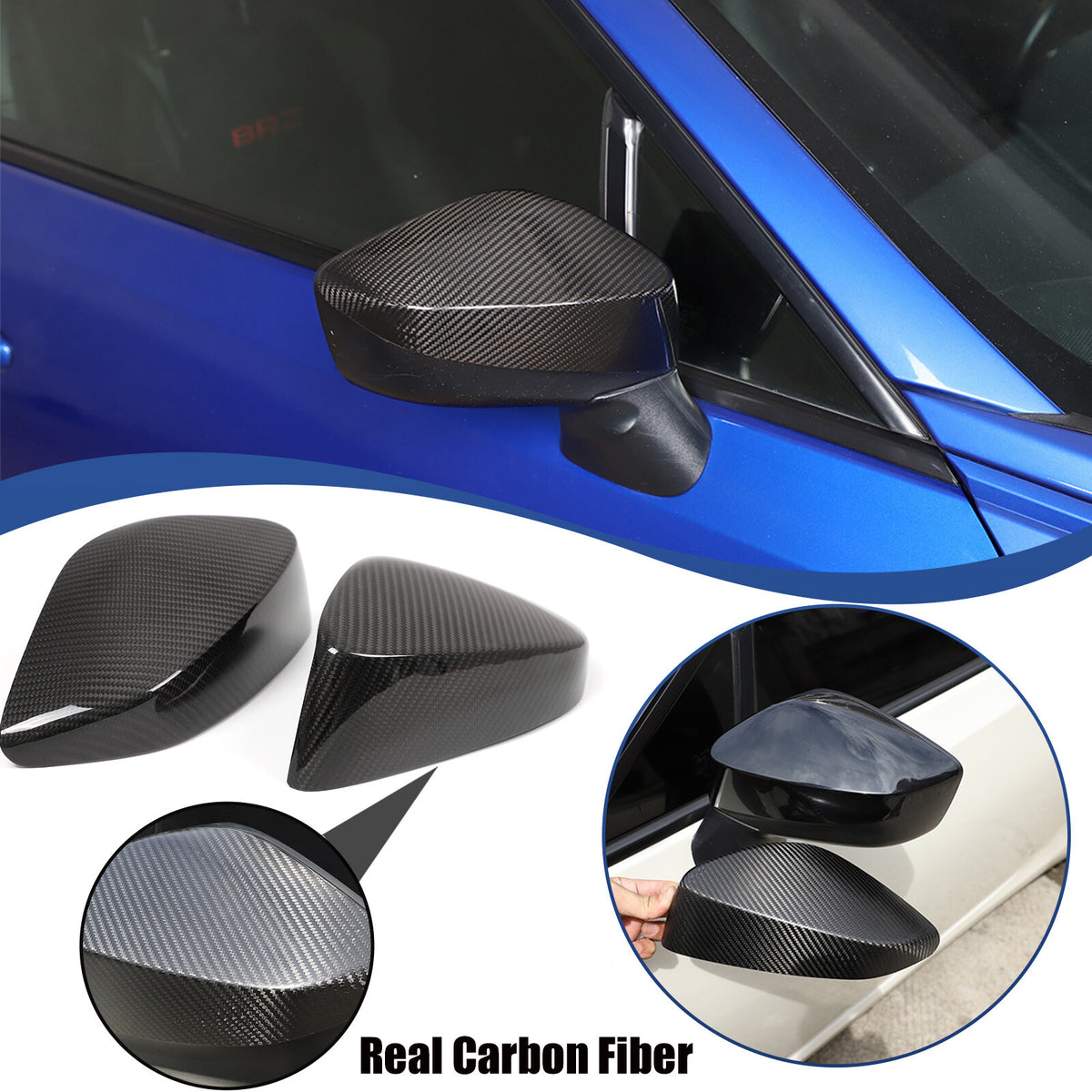 Real Carbon Fiber Side Mirror Cover Cap For 2013-20 Subaru BRZ Scion FR-S GT86 1