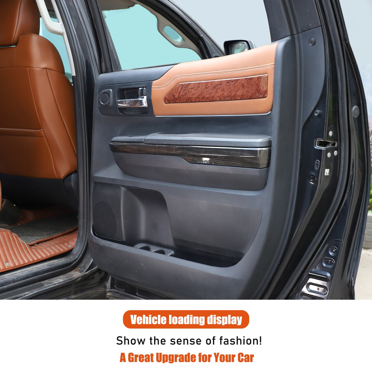 Black Wood Grain ABS Door Armrest Lower Trim For Toyota Tundra 2014‑2020 11
