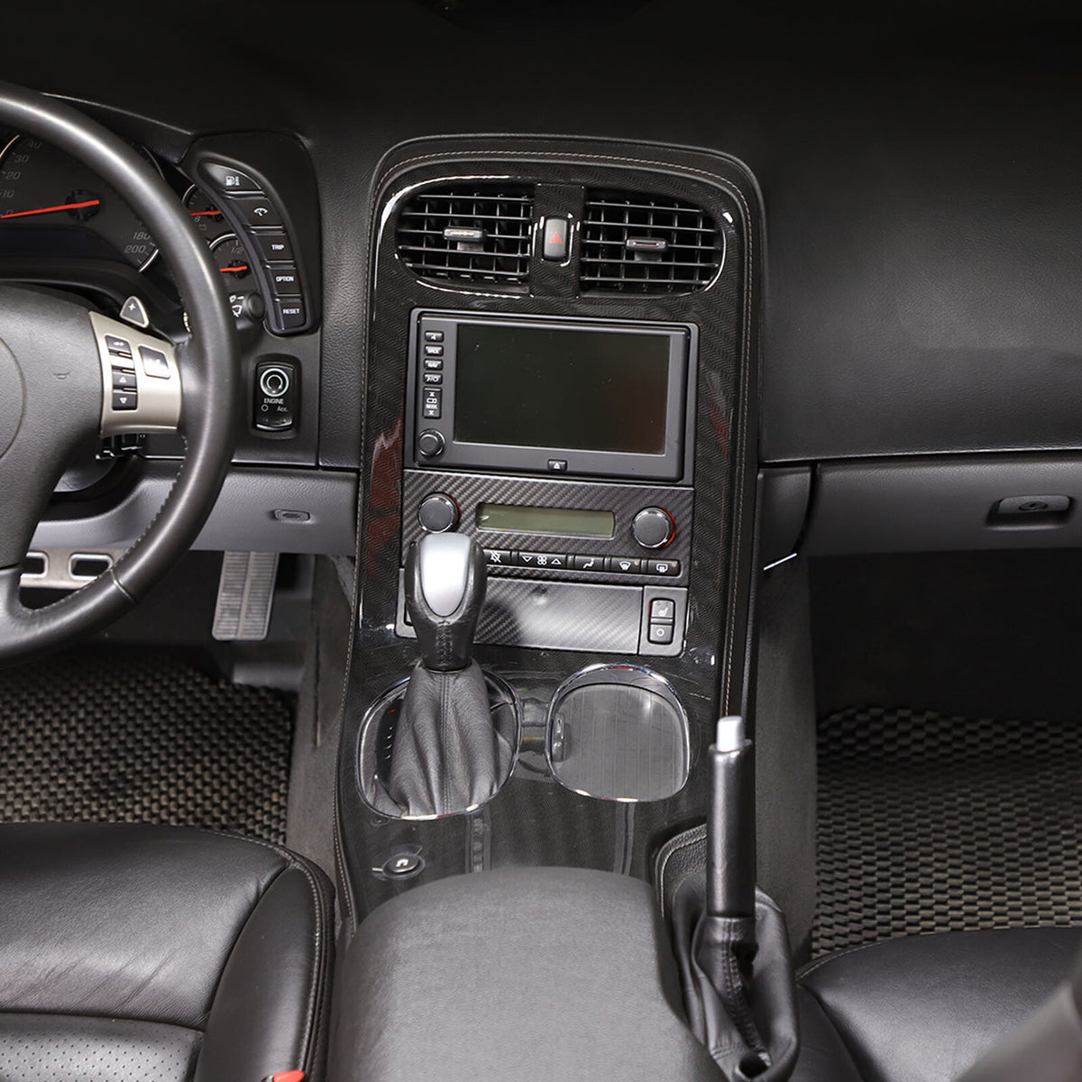 Matte Carbon Fiber Center Console Air Conditioner Trim For Corvette C6 2005-13 20