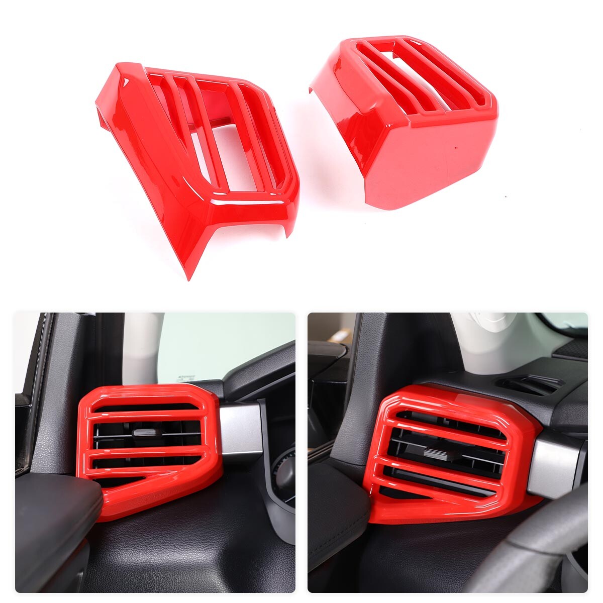 3pcs Red Center Control Air Outlet Frame Cover Trim For Toyota Tundra 2022-2026 3