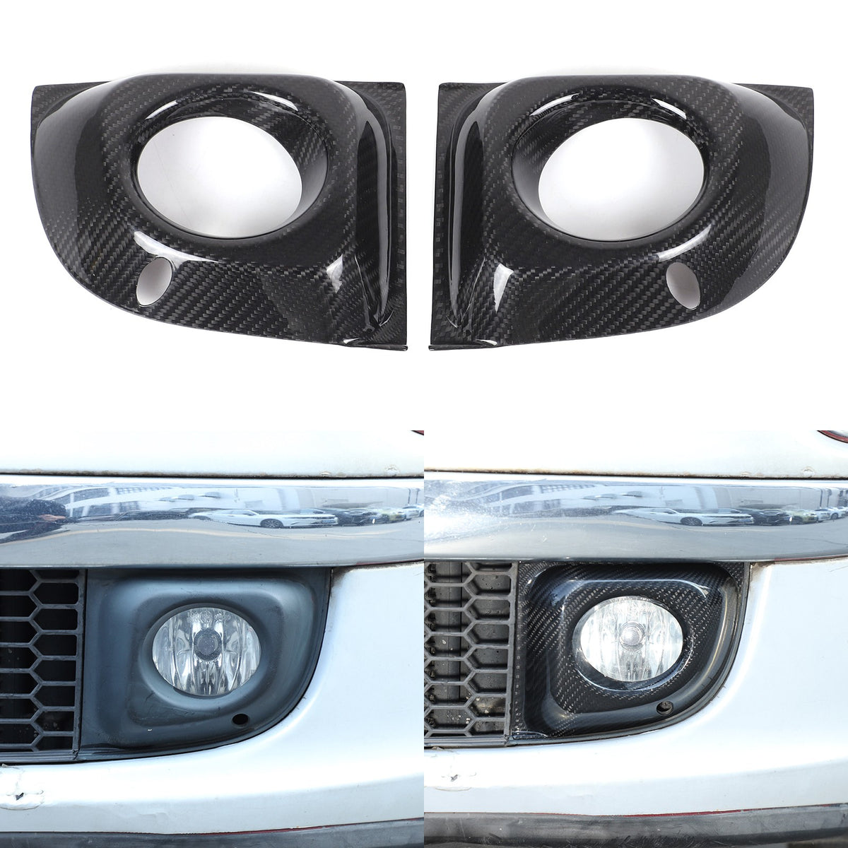 Real Carbon Fiber Front Fog Light Frame Trim For Fiat 500 312 2011-2015 1