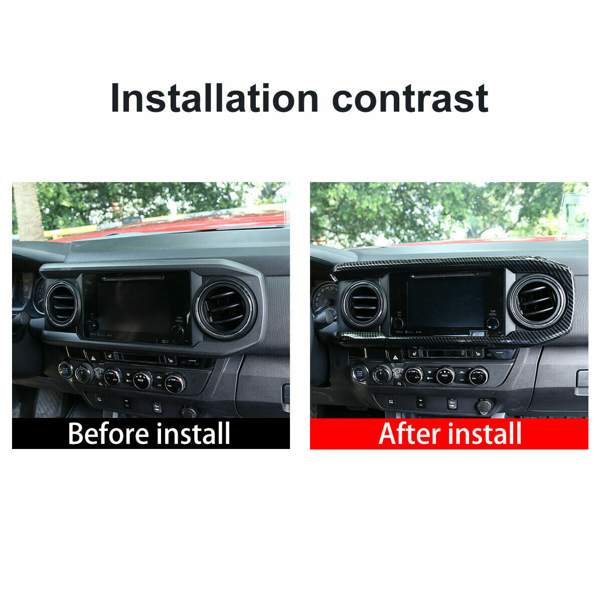 Carbon Fiber Central Control Dashboard Decorative Cover For Toyota Tacoma 16-23 2