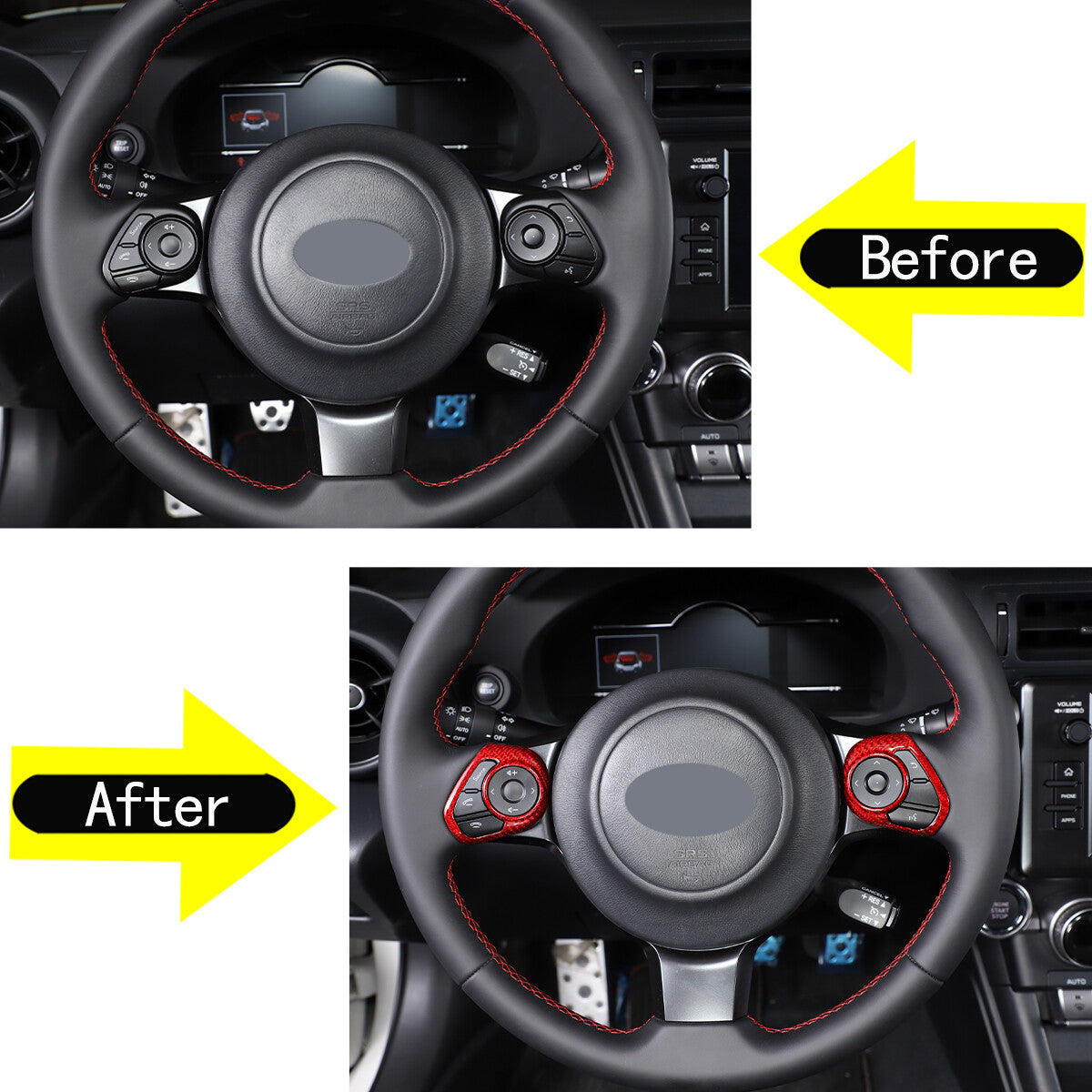 Red Real Carbon Fiber Interior Center Console Trim Set Kit For Subaru BRZ 22+ 163