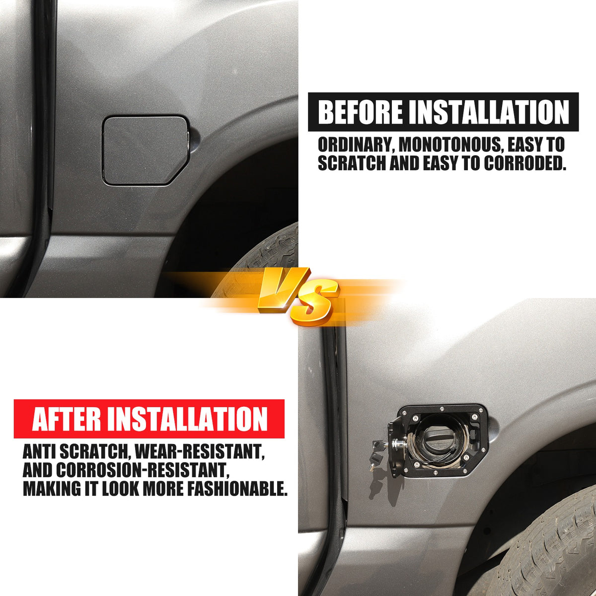 Black Aluminum Door Fuel Tank Cover W/ Lock Gas Cap Trim For Nissan Titan 16-23 22