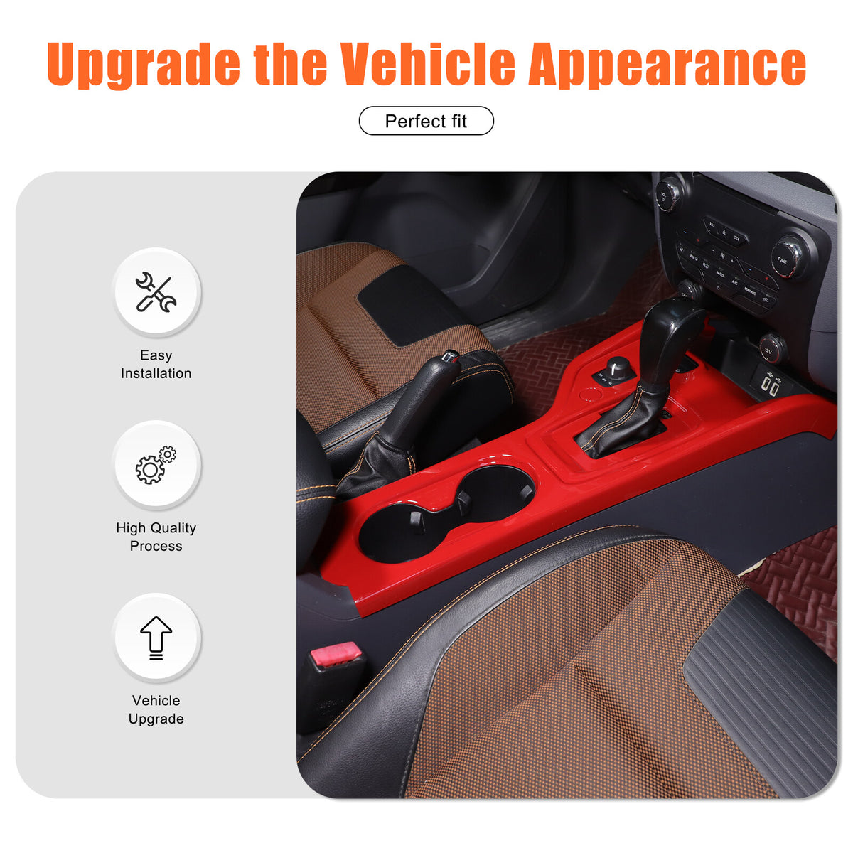 ABS Red Center Console Gear Shift Panel Trim For Ford Ranger T7 T8 2015-2021 22