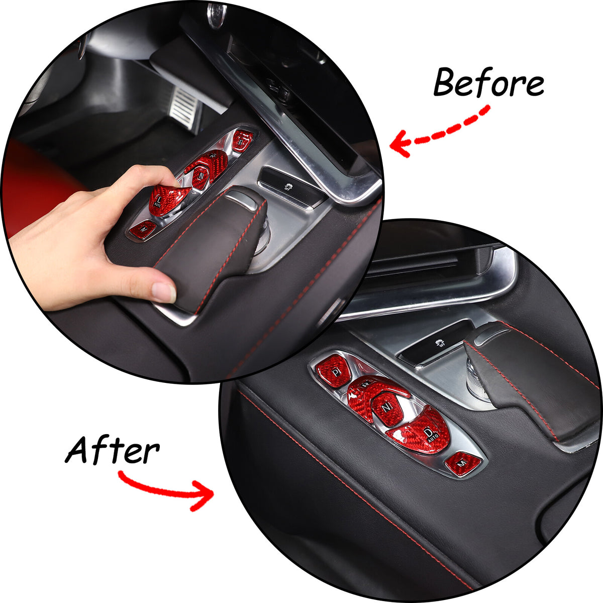 Red Real Carbon Fiber Full Interior Set Decor Trim Kit for Corvette C8 20-25 - Styles 36-40 54