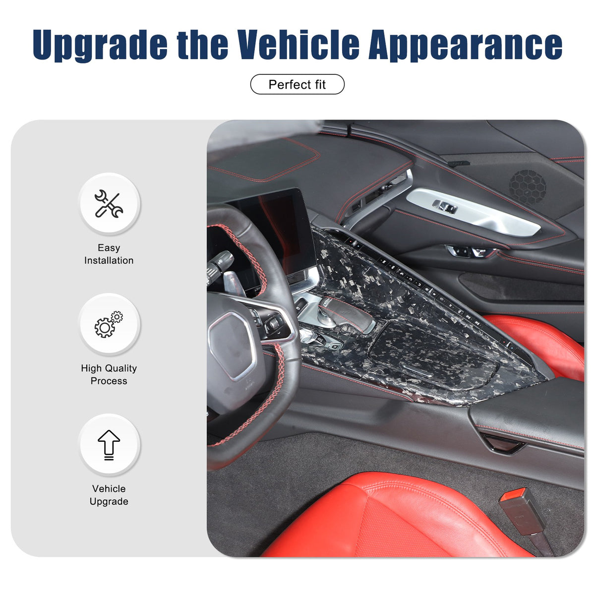 Forged Real Carbon Fiber Center Gear Shift Panel Trim For Corvette C8 2020+ 7