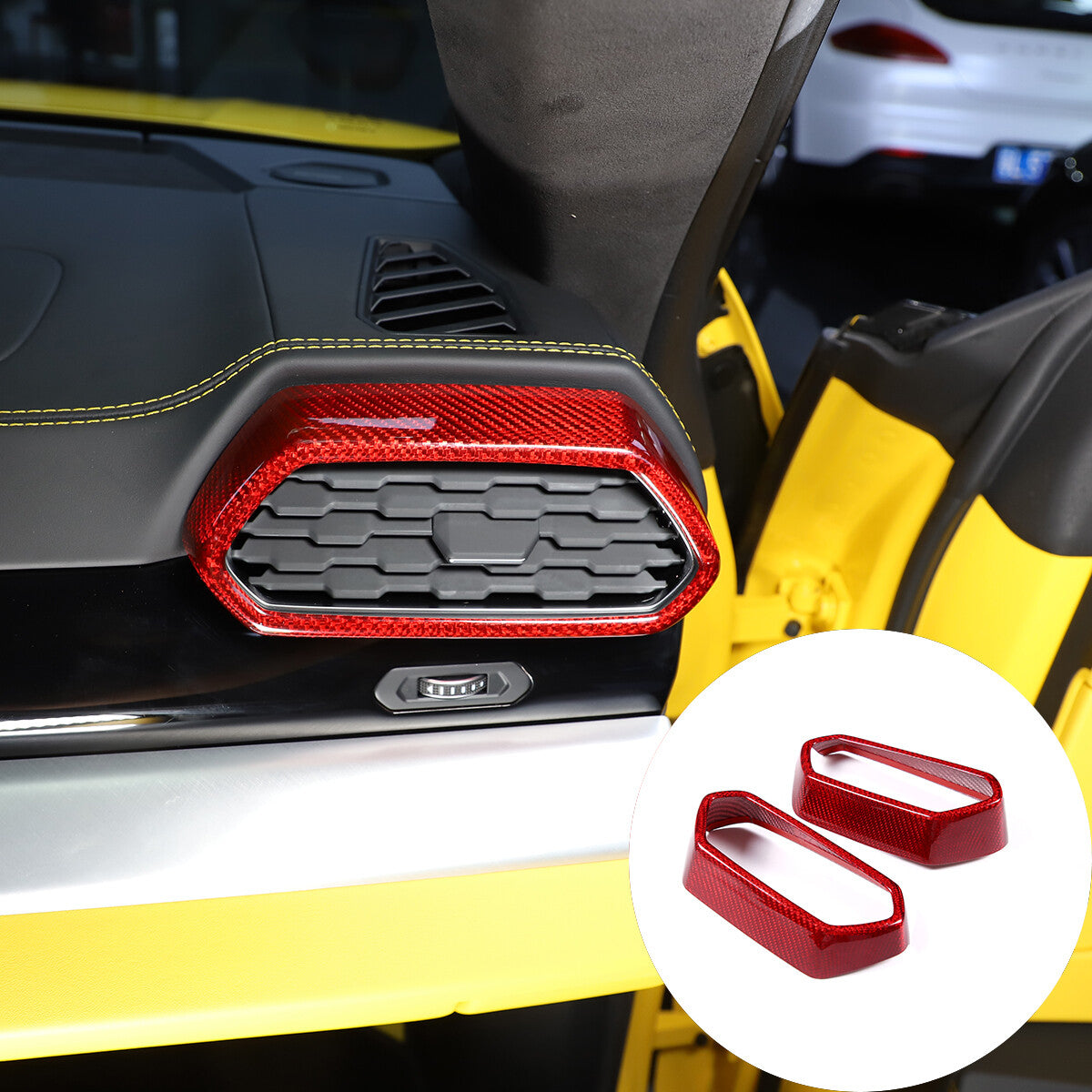 Red Carbon fiber Side Air Vent Outlet Cover Trim For Lamborghini URUS 2018-23 5