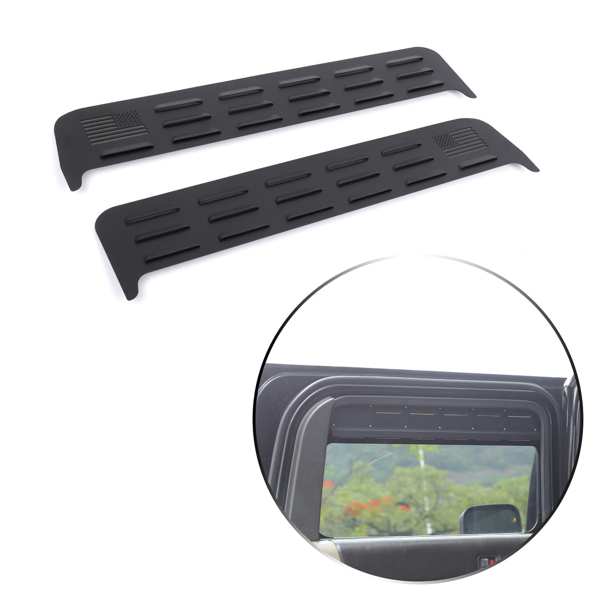 USA Flag Rear Window Vent Louver Shutter Cover Trim for Hummer H2 2003-09 US 16