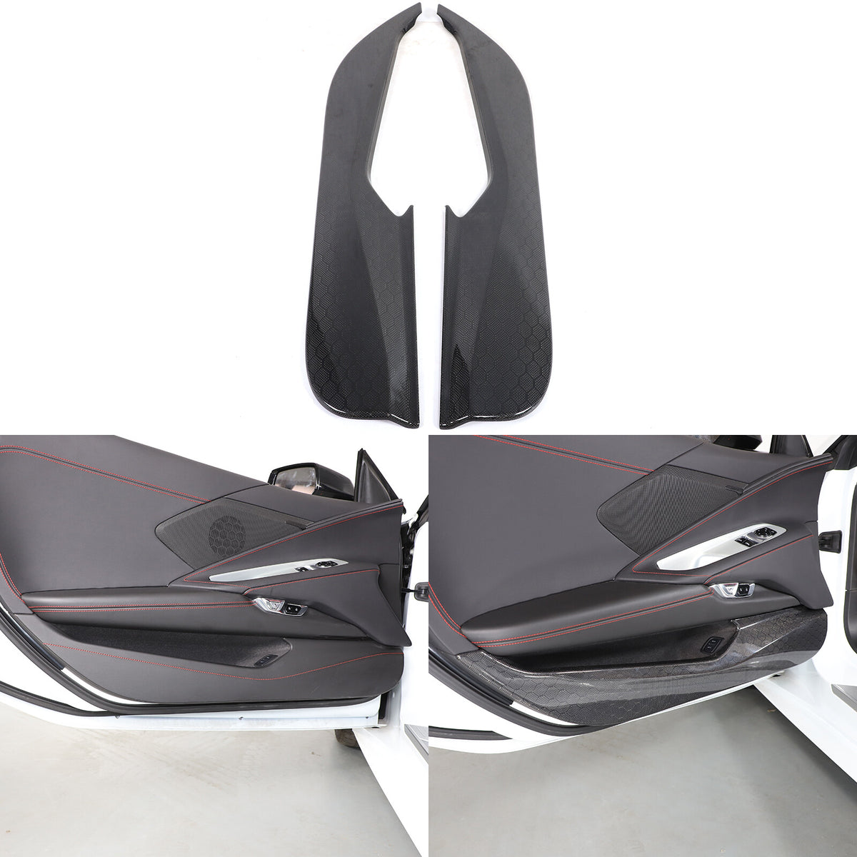 Real Honeycomb Carbon Fiber Door Panel Cover Trim For Corvette C8 20+ US 7