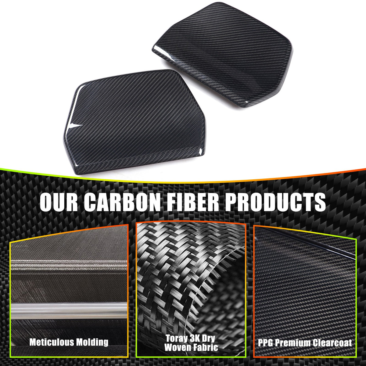 Real Carbon Fiber Rear Seat Headrest Cover For BMW M3 F80 M4 F82 F83 M2C 7