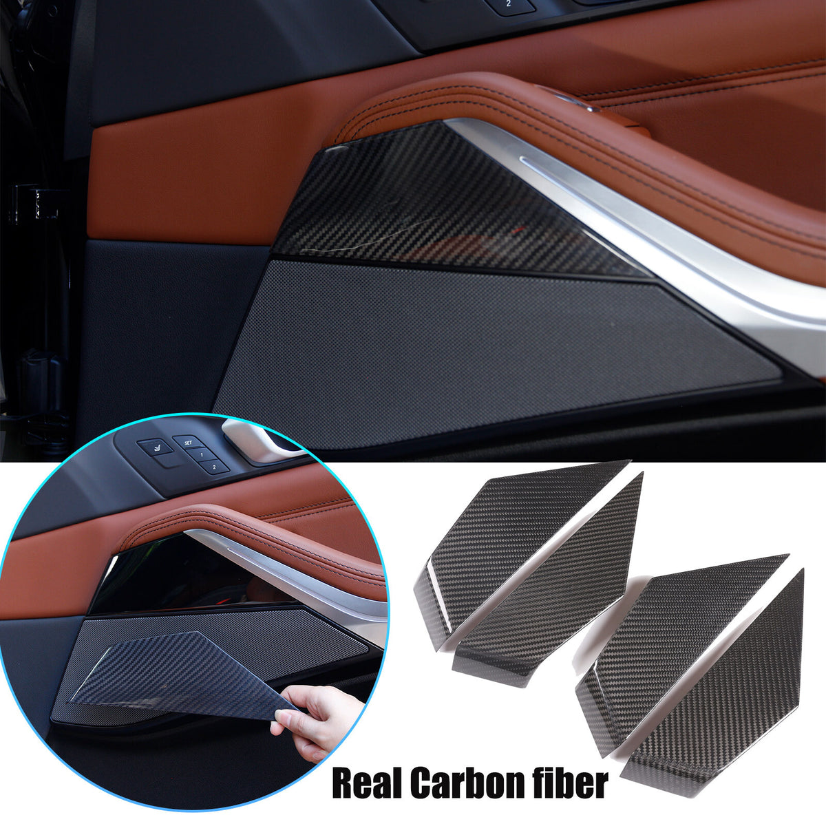 Real Carbon Fiber Car Door Panel Cover Trims For BMW X5 X6 X7 G05 G07 2019-21 US 1