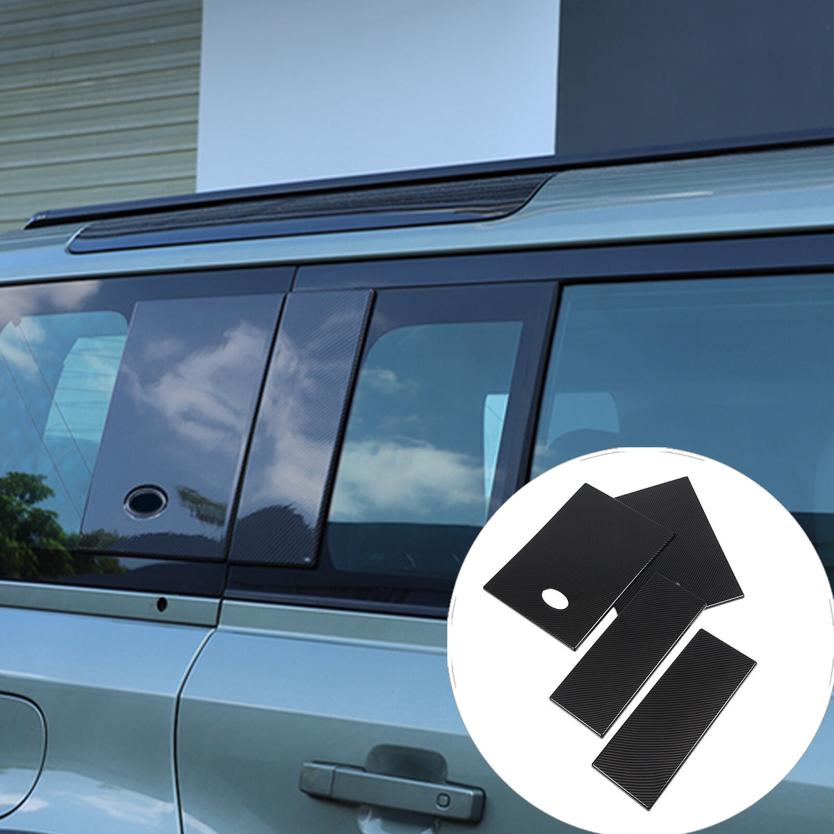 ABS Carbon fiber Rear Side Window Cover Panel Trim For LAND ROVER DEFENDER 20-24 1