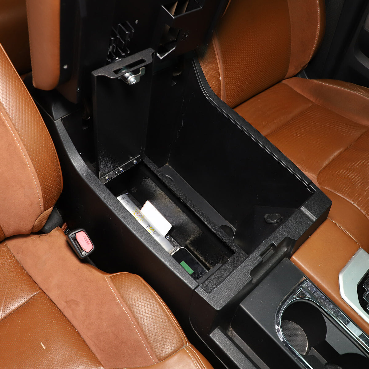 For Toyota Tundra 2014-21 Center Console Small Safe GUN Storage Lock Box W/ TRAY 5