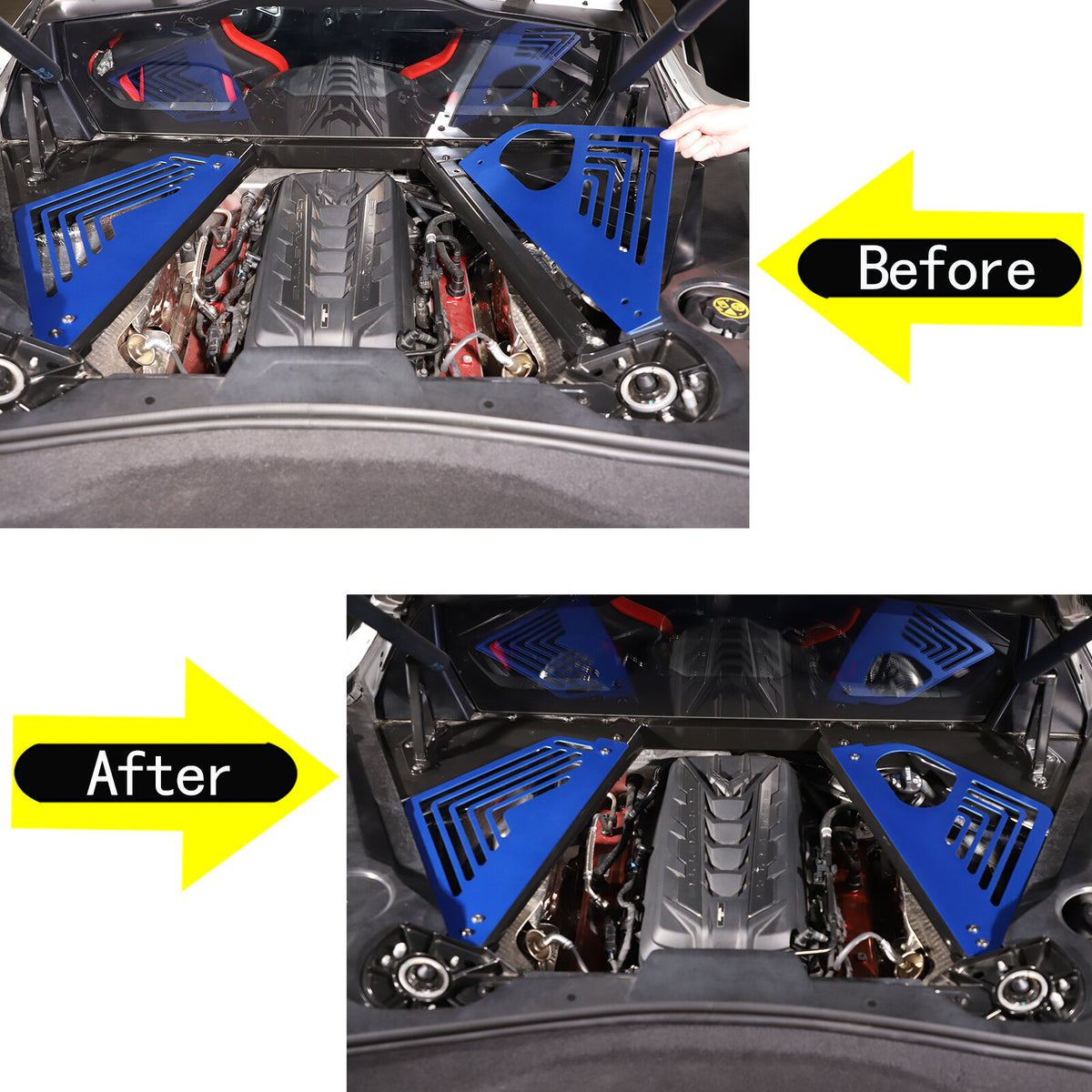 Blue Alloy Engine Covers Engine Bay Panel Interior For Corvette C8 2020-2026 3