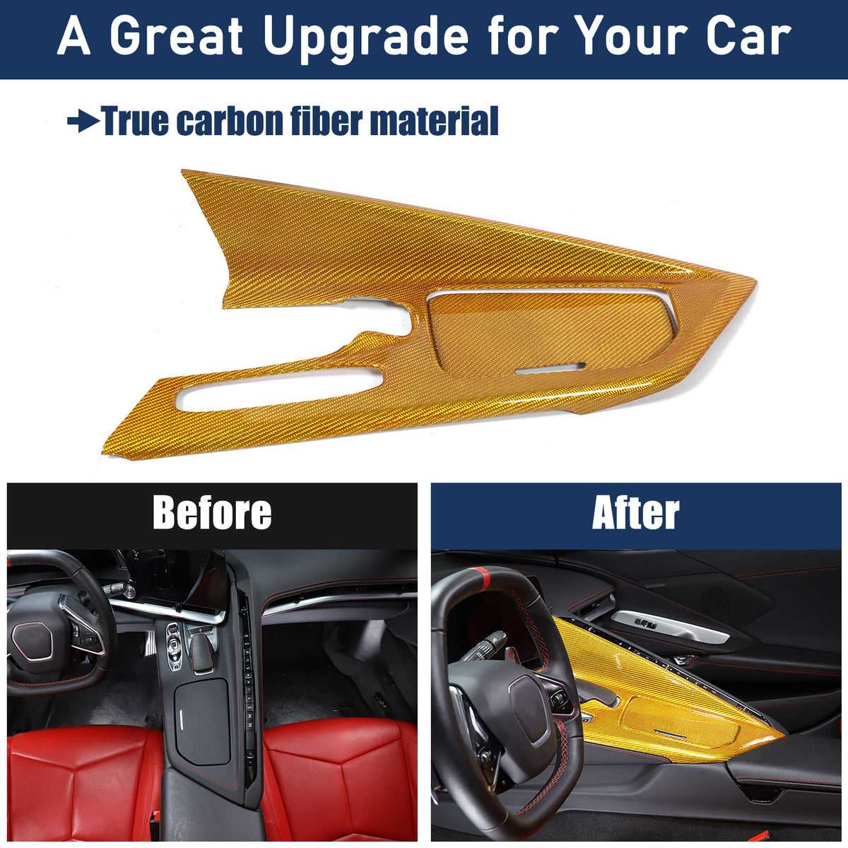 Real Carbon Fiber Center Console Gear Shift Panel Cover For Corvette C8 2020-25 12