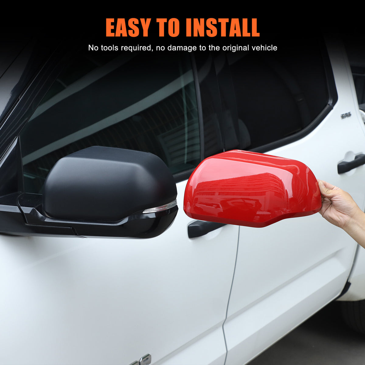 Red ABS Side Mirror Cover Trim with Turn Signal For Toyota Tundra/Sequoia 22+ US 3