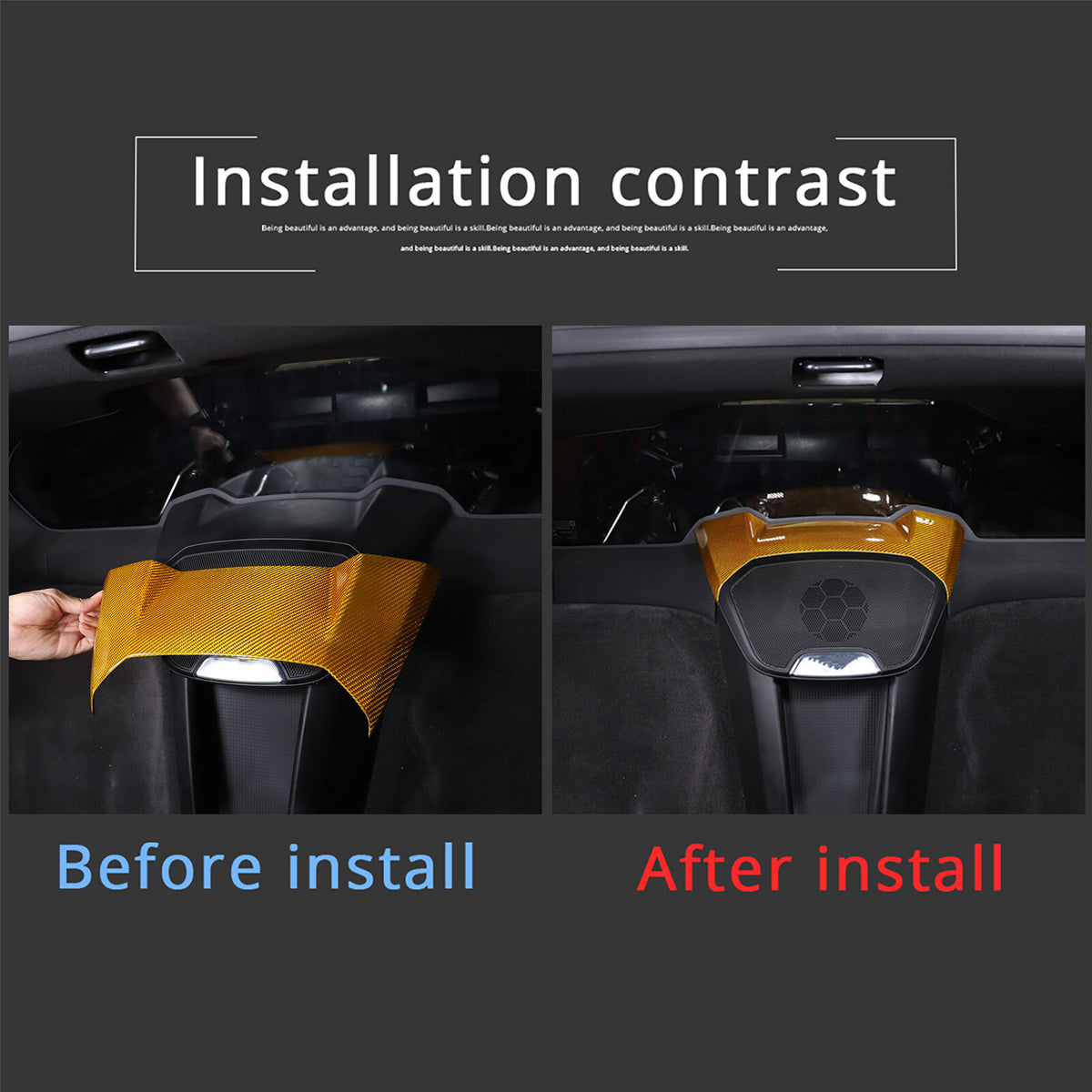 Yellow Carbon Fiber Rear Speaker Top Upper Cover Trim For Corvette C8 Coupe 2026 23
