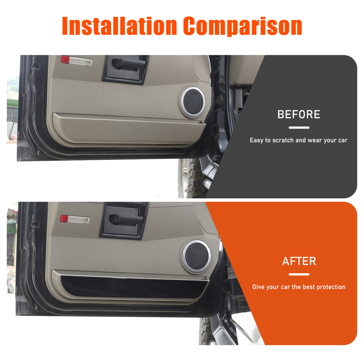 Piano Black Door Interior Anti-kick Panel Trim Sticker for Hummer H2 2003-2007 4