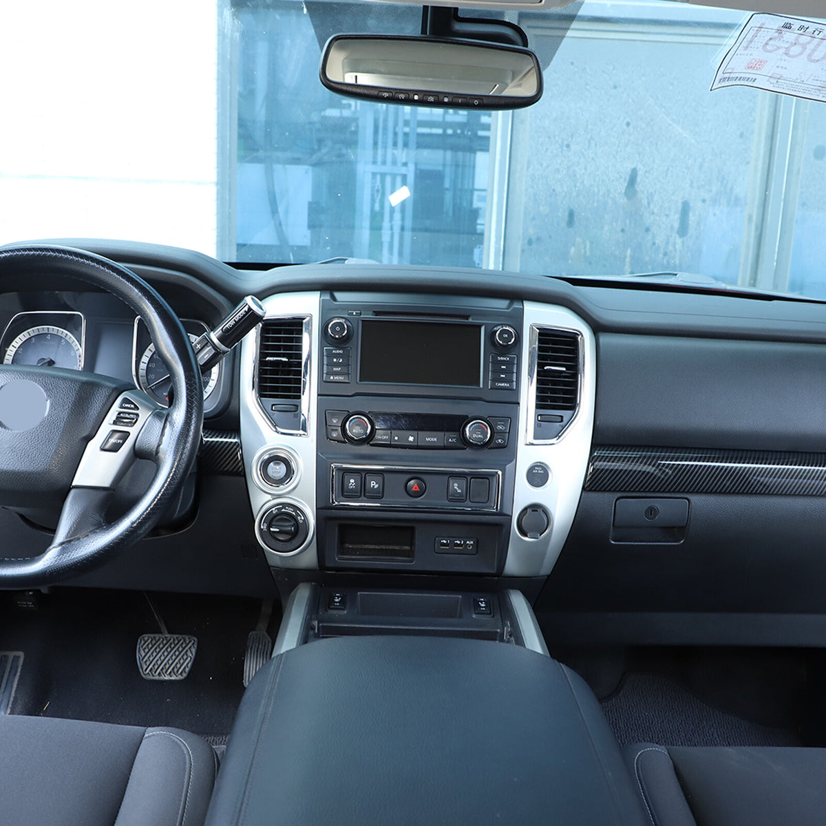 ABS Carbon fiber Dashboard Center Console Trim Cover for Nissan Titan 2016-24 US 16