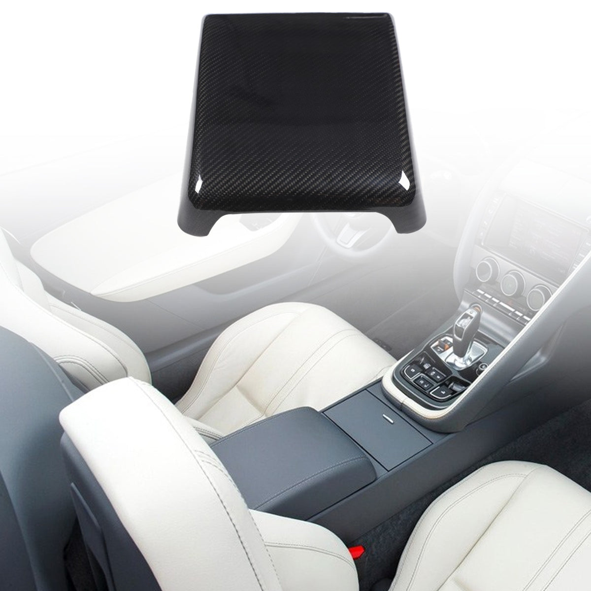 Real Carbon Fiber Center Console Armrest Box Cover For Jaguar F-Type X152 2013+ 1