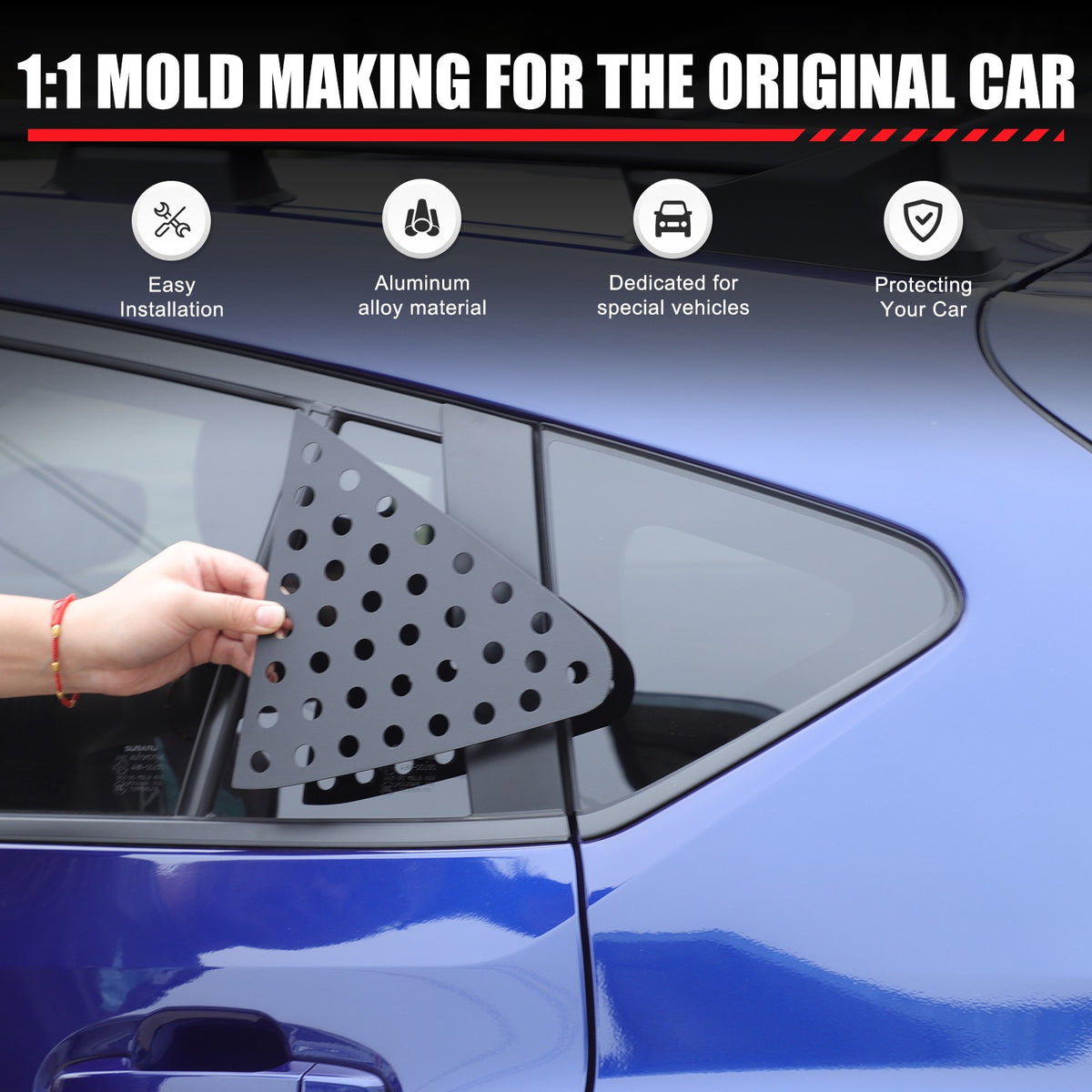 Exterior Rear Quarter Door Window Pillar Trim Kit For Subaru Crosstrek 2024+ 3