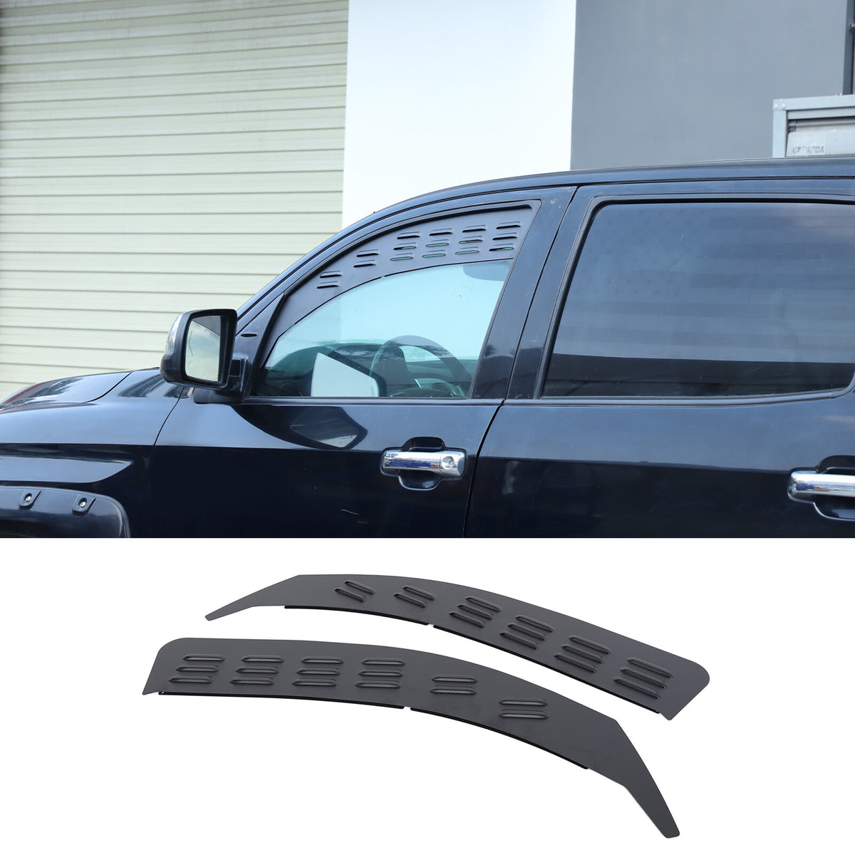 Black Alloy Front Window Louver Shutter Cover Trim For Toyota Tundra 2014-21 US 14