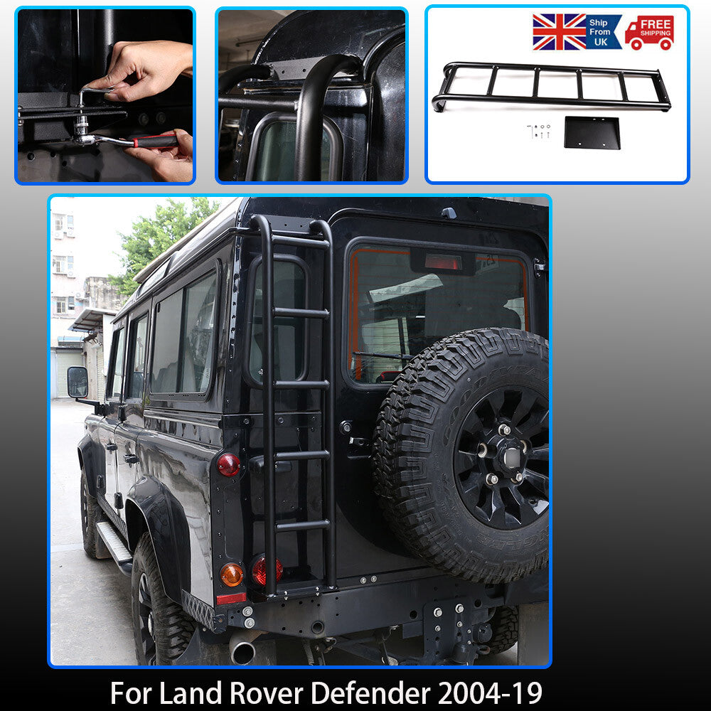 Rear Roof Rack Access Ladder Expedition Black For Land Rover Defender 04-19 1