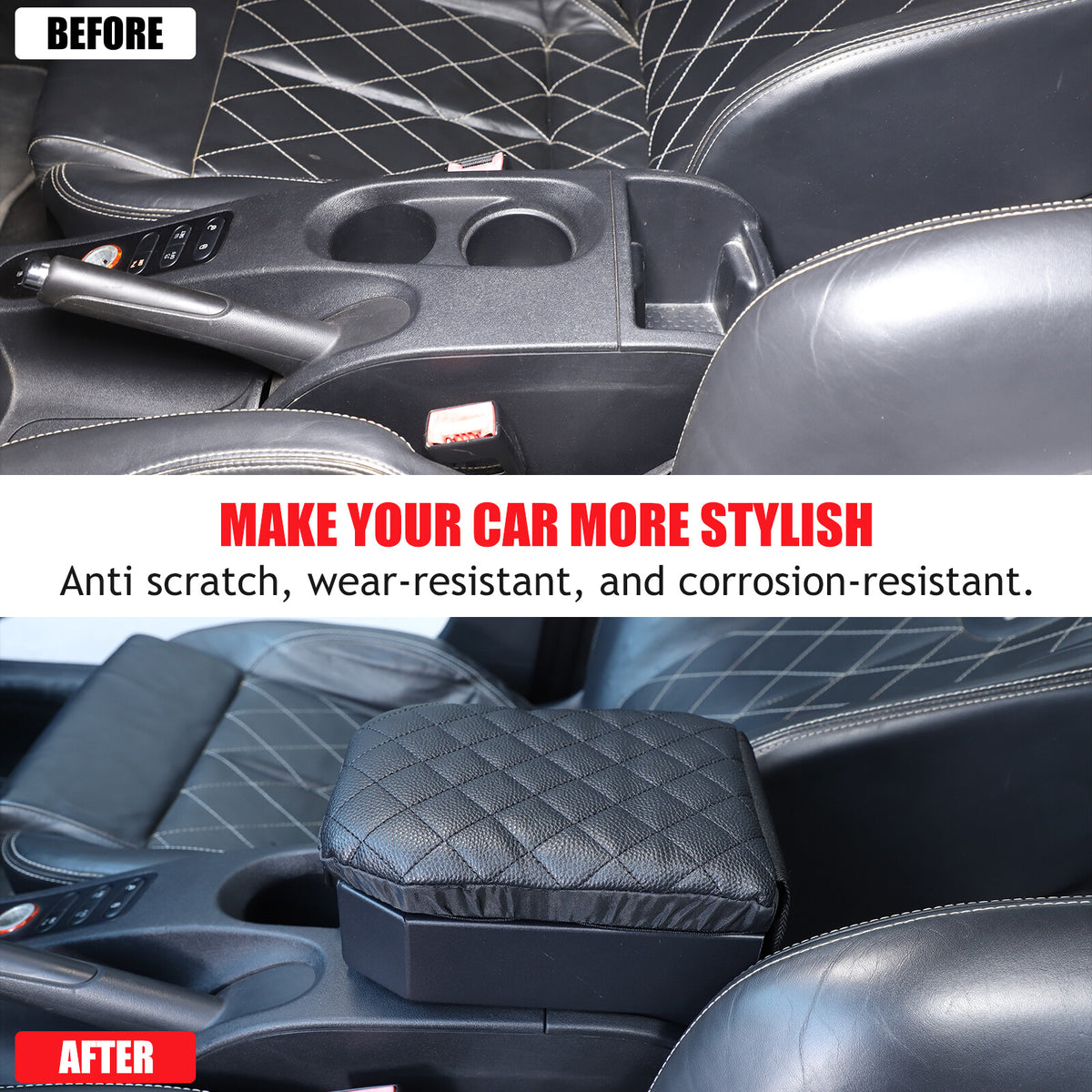 Aluminum Locking Center Armrest Vault Safe Storage Box For SEAT Leon 2008-2012 8