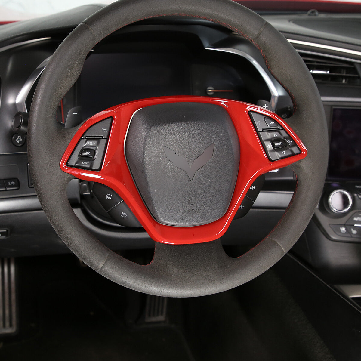 Sports Red ABS Interior Decoration Cover Trim Kit For Corvette C7 2014-19 - Styles 1-5 11