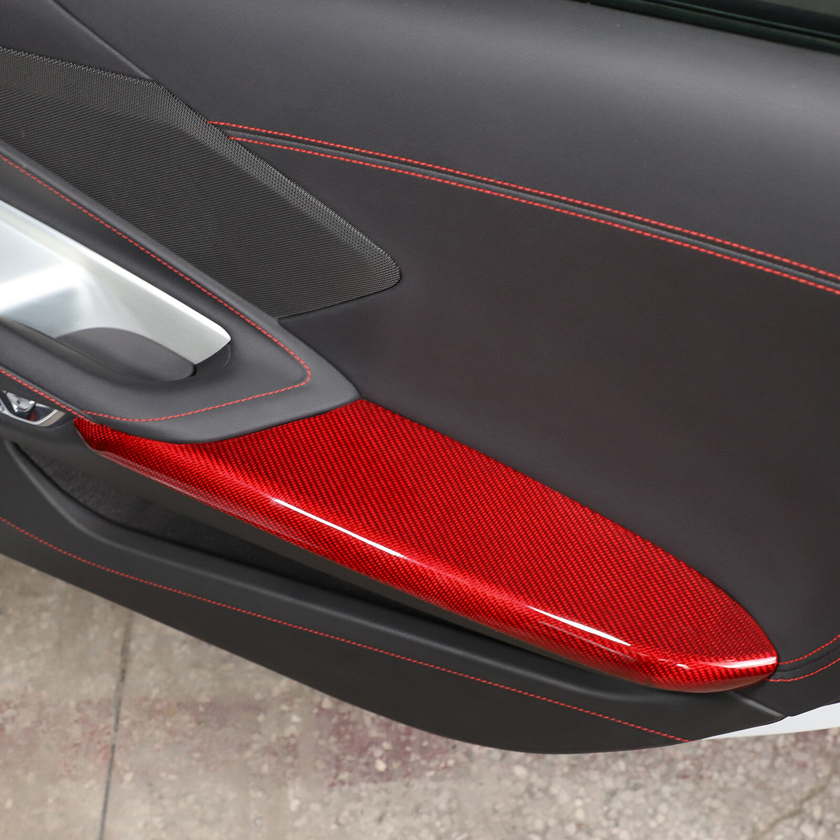Red Real Carbon Fiber Interior Trim for Corvette C8 20-25 160