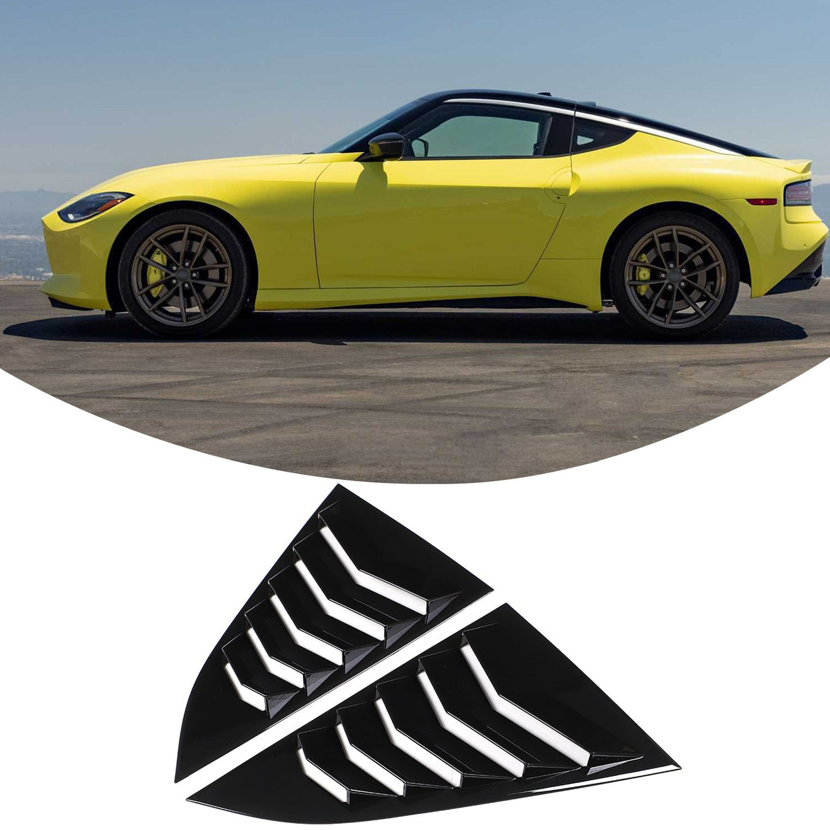 Piano Black Rear Window Triangle Louver Shutter Trim For Nissan 400Z Z34 21+ US 1