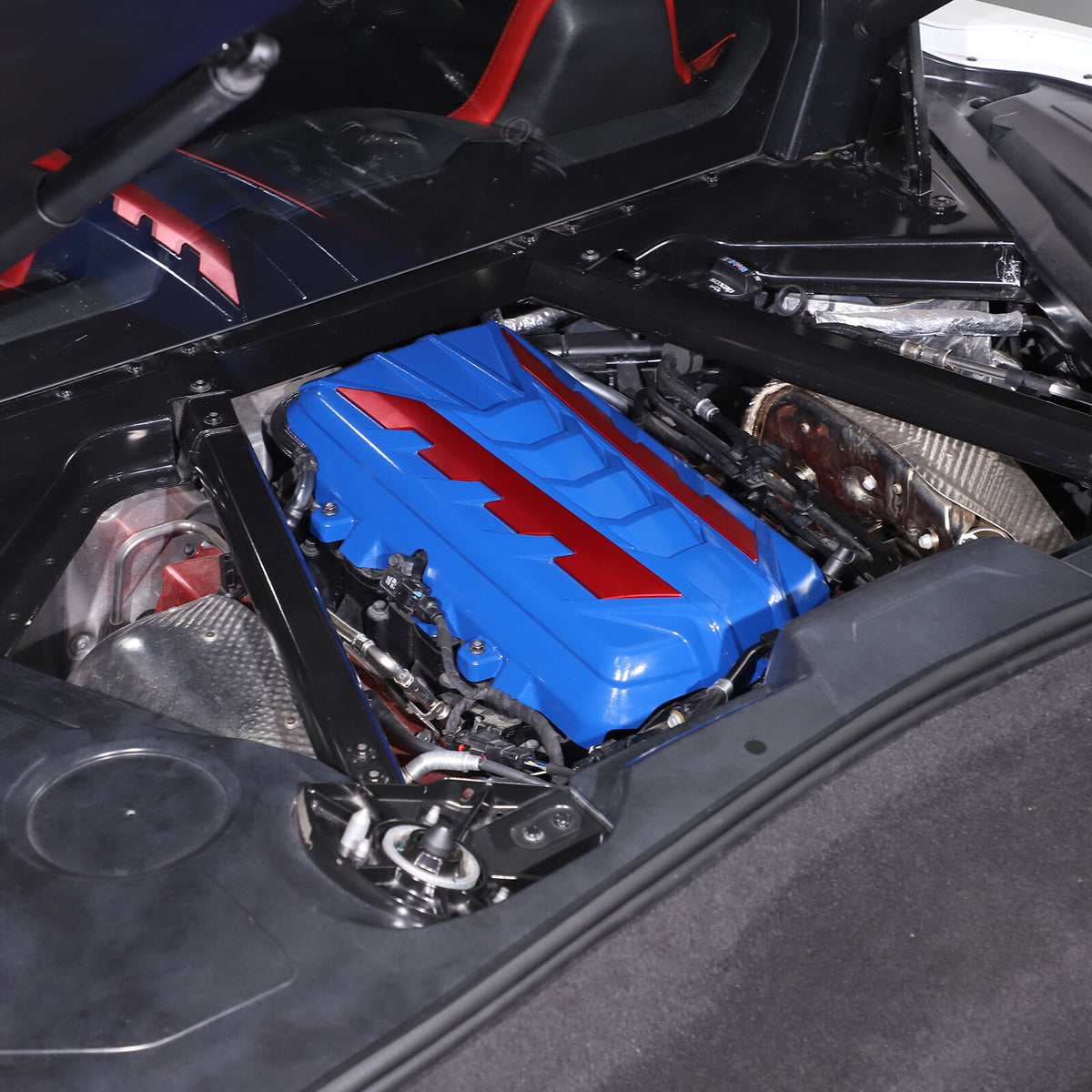 Blue Engine Bay Panel Cover Trim in Edge Red For Corvette C8 2020-26 23