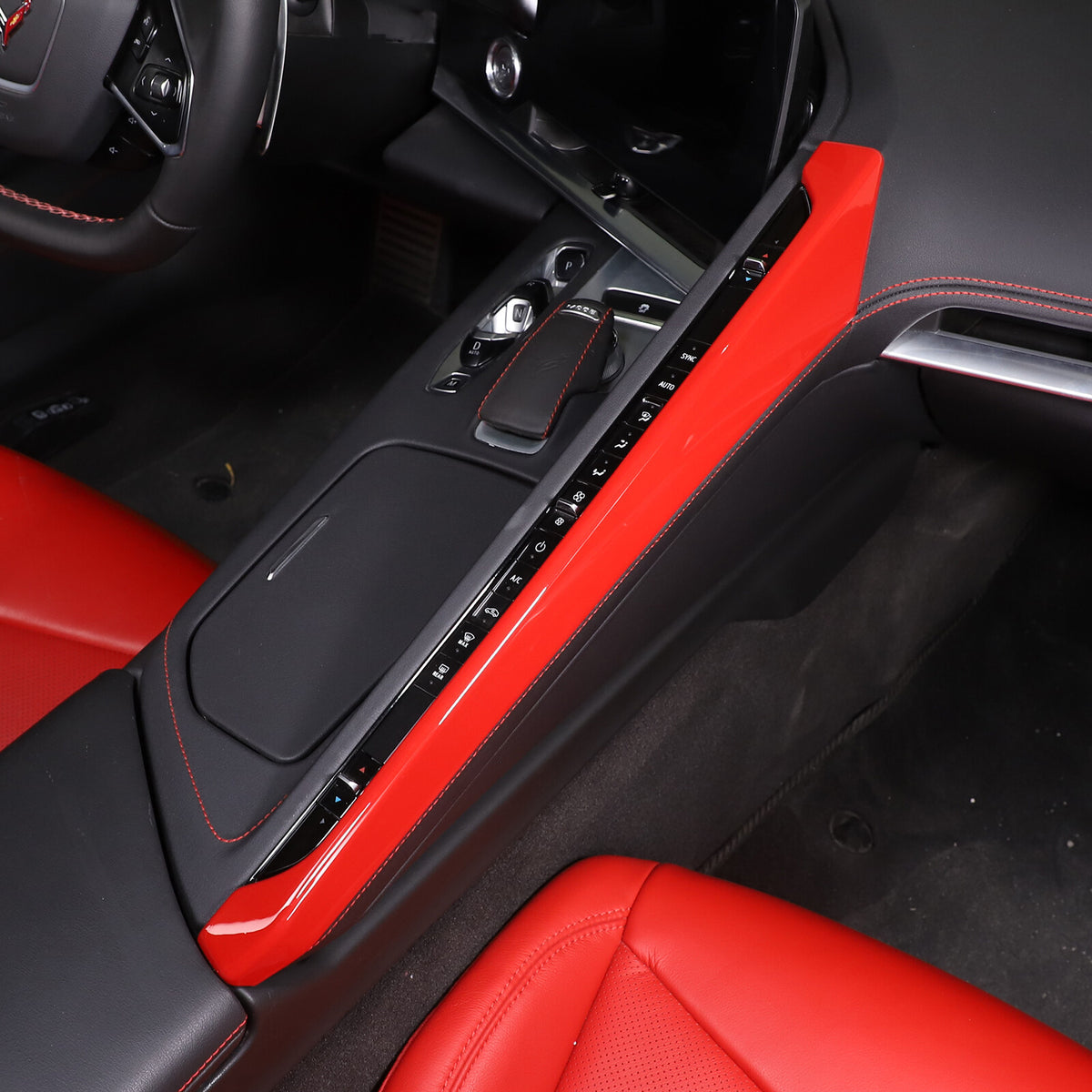 ABS Red Center Console Side Decoration Strip For Corvette C8 2020-2025 1