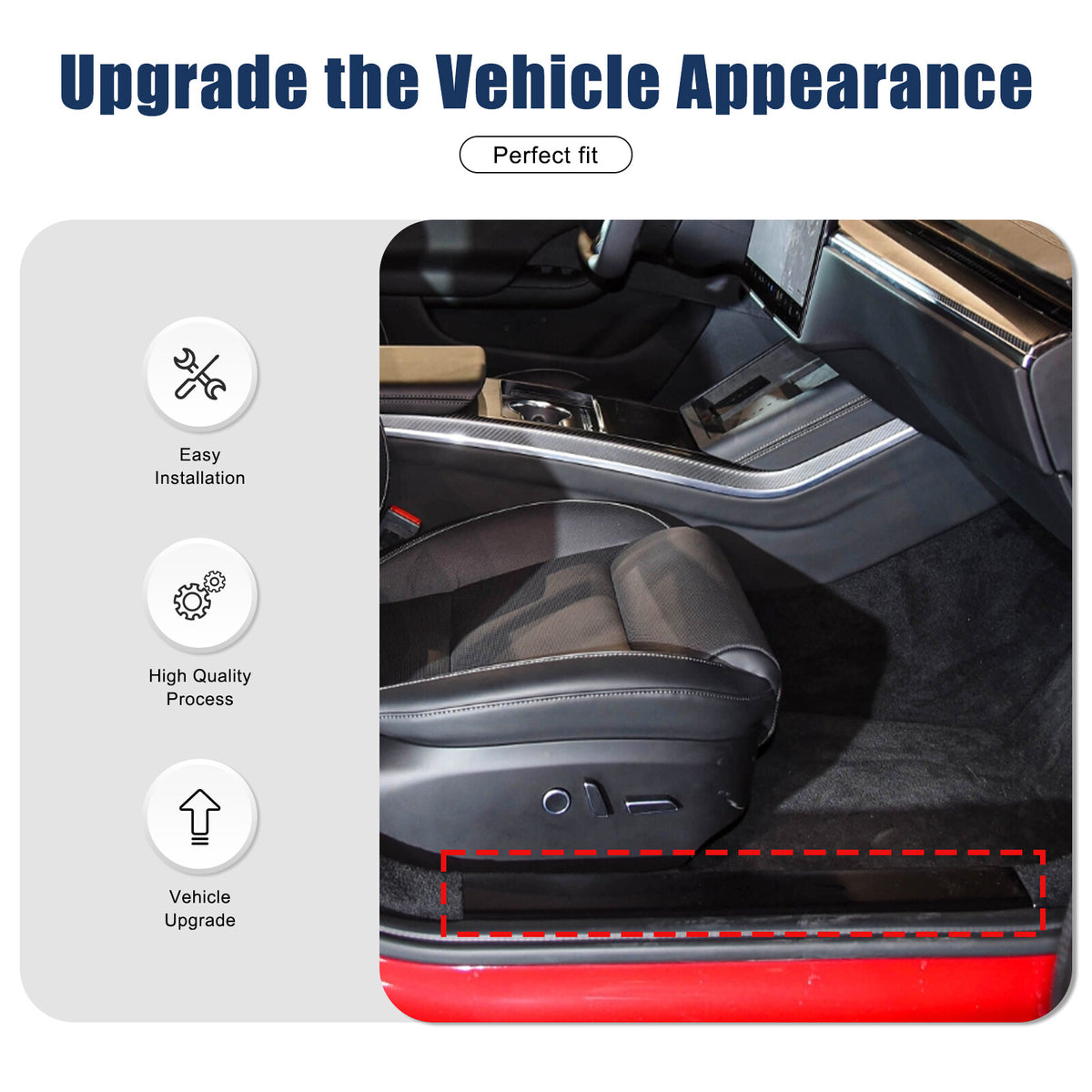 Matte Carbon Fiber Interior Door Sill Plate Guard Cover For Tesla Model S 2023+ 11