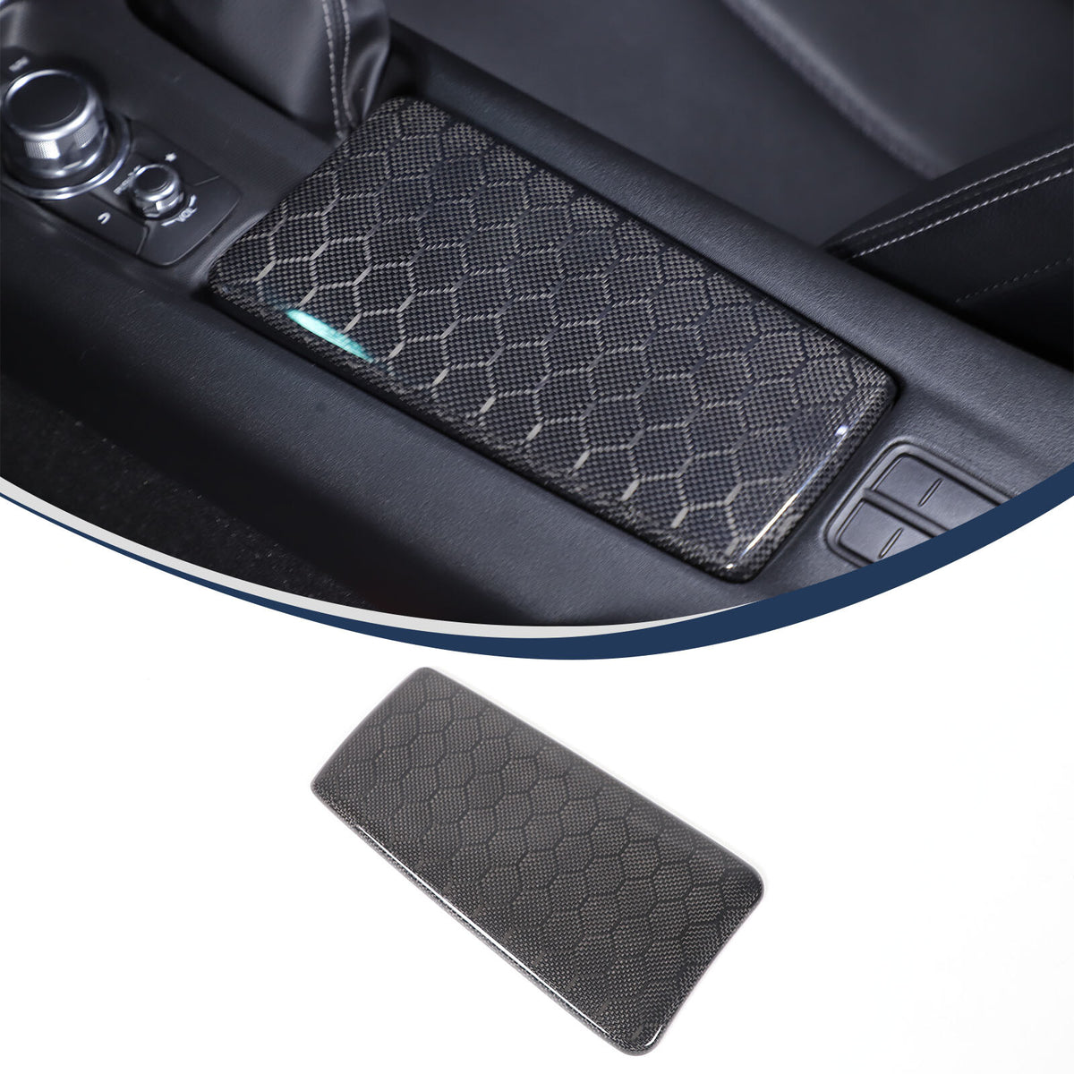 Real Honeycomb Carbon Fiber Center Armrest Box Cover Trim For Mazda MX-5 2016+ 13