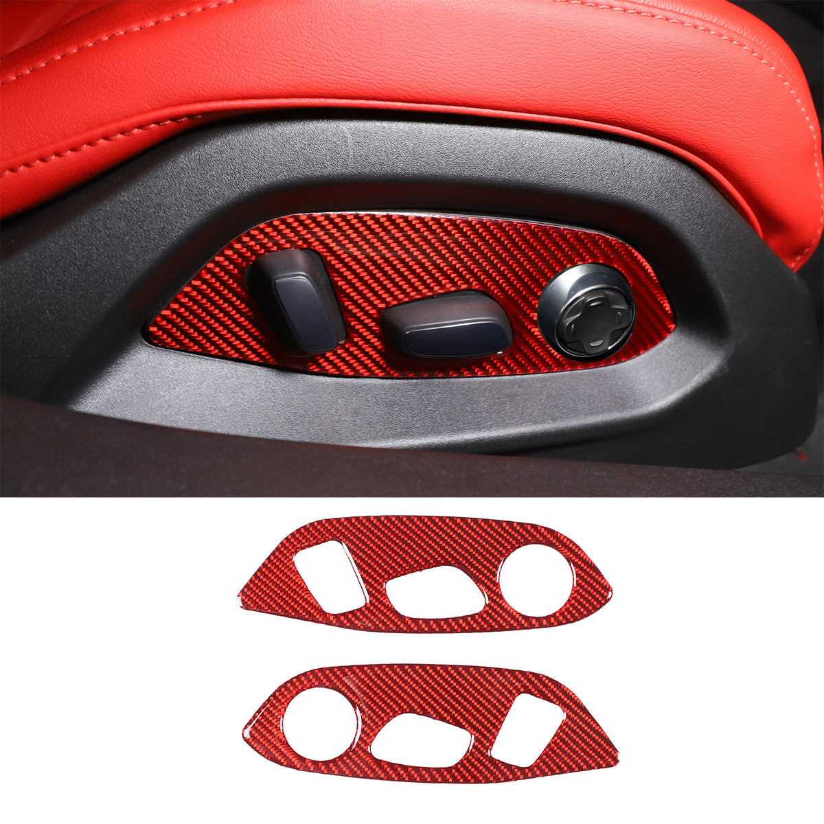 Red Soft Carbon Fiber Interior Decor Trim Kit Cover Set For Corvette C8 20-25 245