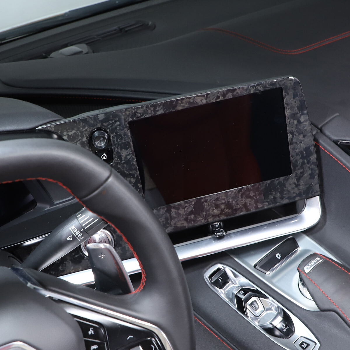 Forged Real Carbon Fiber Dashboard Navigation Srceen Frame Trim For Corvette C8 12